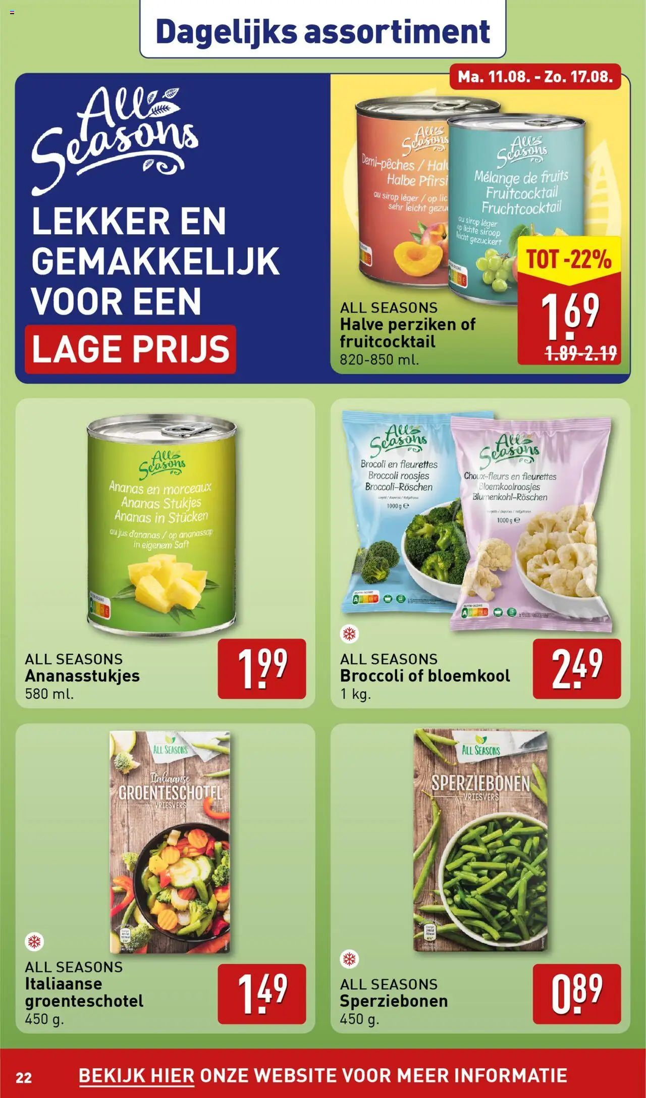  | Pagina: 22 | Producten: Bloemkool, Broccoli, Ananas, Perziken