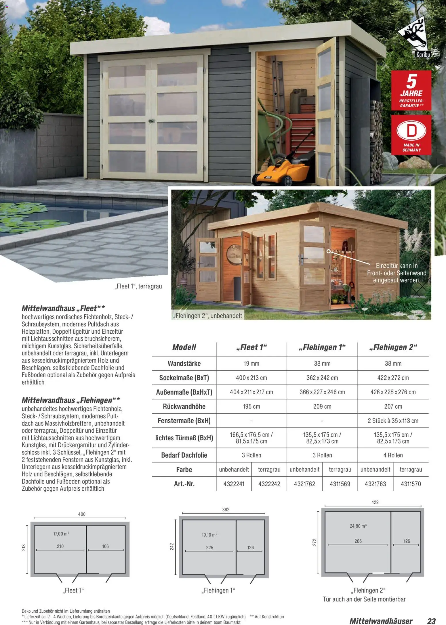 Toom Baumarkt Gartenhäuser & Carports 2026 – gültig ab 20.02.2026 | Seite: 23 | Produkte: Tür