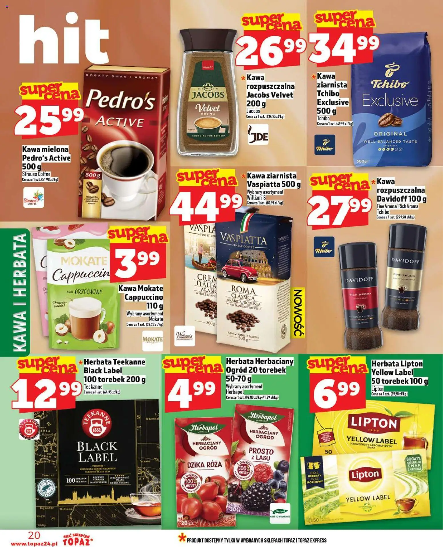 Topaz Gazetka od 30.10.2025 | Strona: 20 | Produkty: Cappuccino, Black Label, Herbata lipton, Herbata