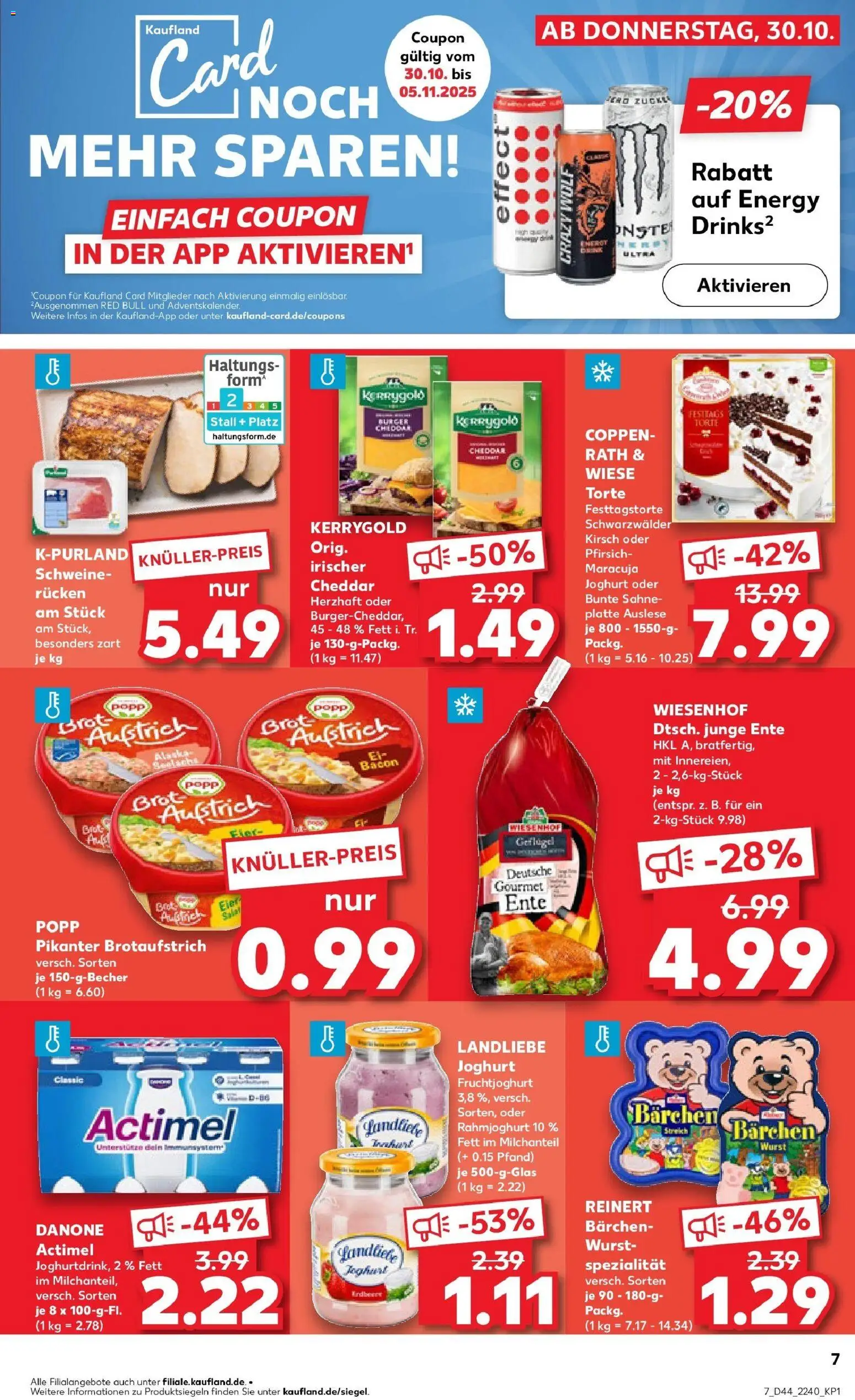 Kaufland prospekt Bühl	 – gültig ab 30.10.2025 | Seite: 7 | Produkte: Actimel, Joghurt, Brot, Salat