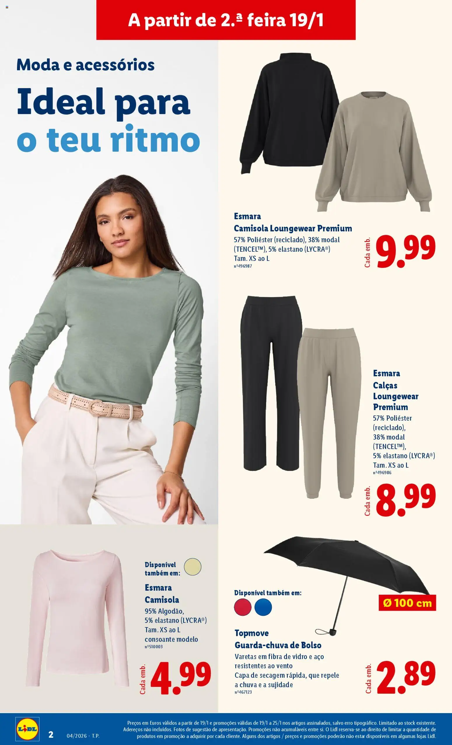 Lidl Novidades │ válido de 19.01.2026 | Página: 2 | Produtos: Guarda-chuva, Calças, Camisola