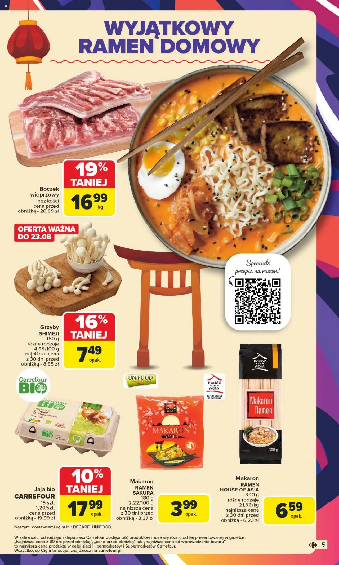 Carrefour Gazetka - Kuchnia koreańska od 18.08.2025 | Strona: 5 | Produkty: Makaron ramen, Boczek wieprzowy, Boczek, Makaron