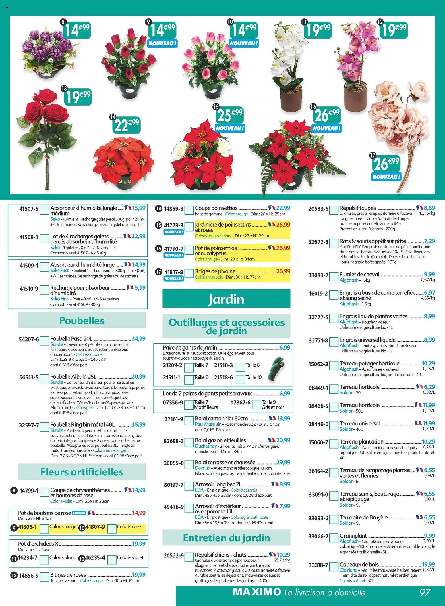 {H1} | Page: 97 | Produits: Poubelle, Base, Terreau horticole, Absorbeur d'humidité