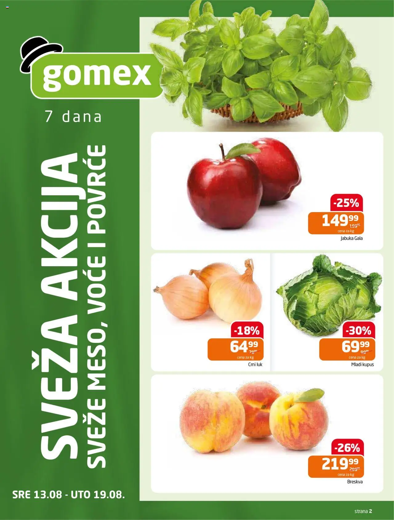 Gomex katalog - važi od 13.08.2025 | Strana: 2 | Proizvode: Crni luk, Kupus, Breskva