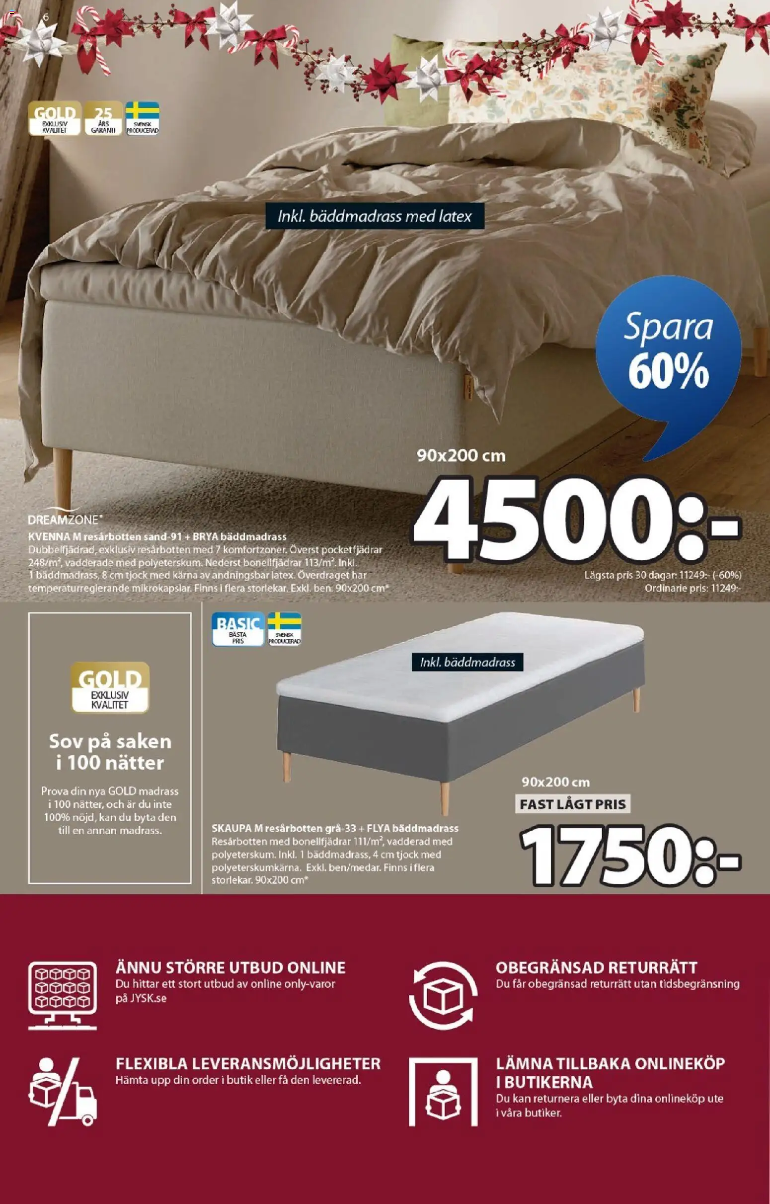 JYSK reklamblad aktuell från 15.12.2025 | Sida: 6 | Produkter: Bäddmadrass, Madrass