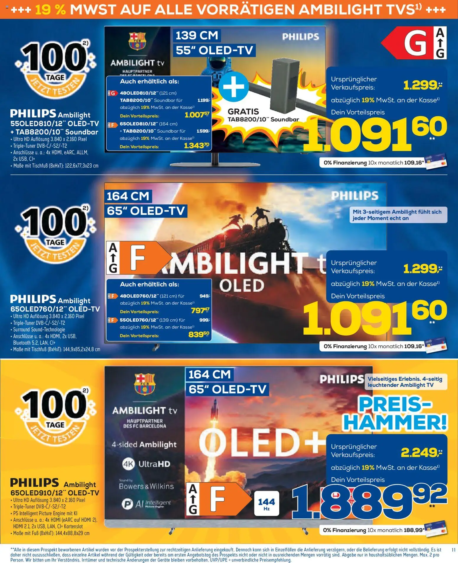Euronics Prospekt 	 – gültig ab 22.10.2025 | Seite: 11 | Produkte: Philips, Soundbar, TV
