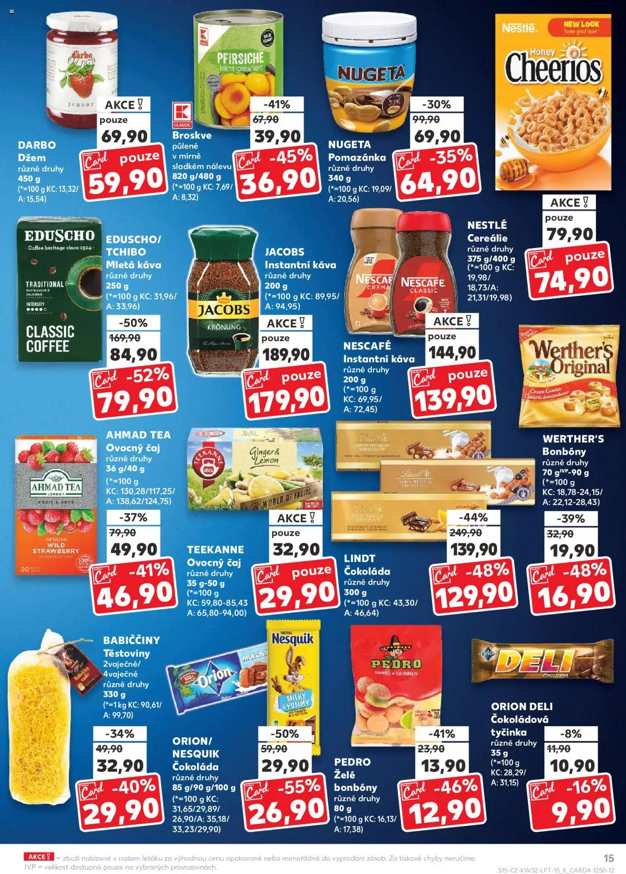 Kaufland leták - Praha 4 od 06.08.2025 | Strana: 15 | Produkty: Broskve, Jacobs, Nescafé, Želé bonbóny