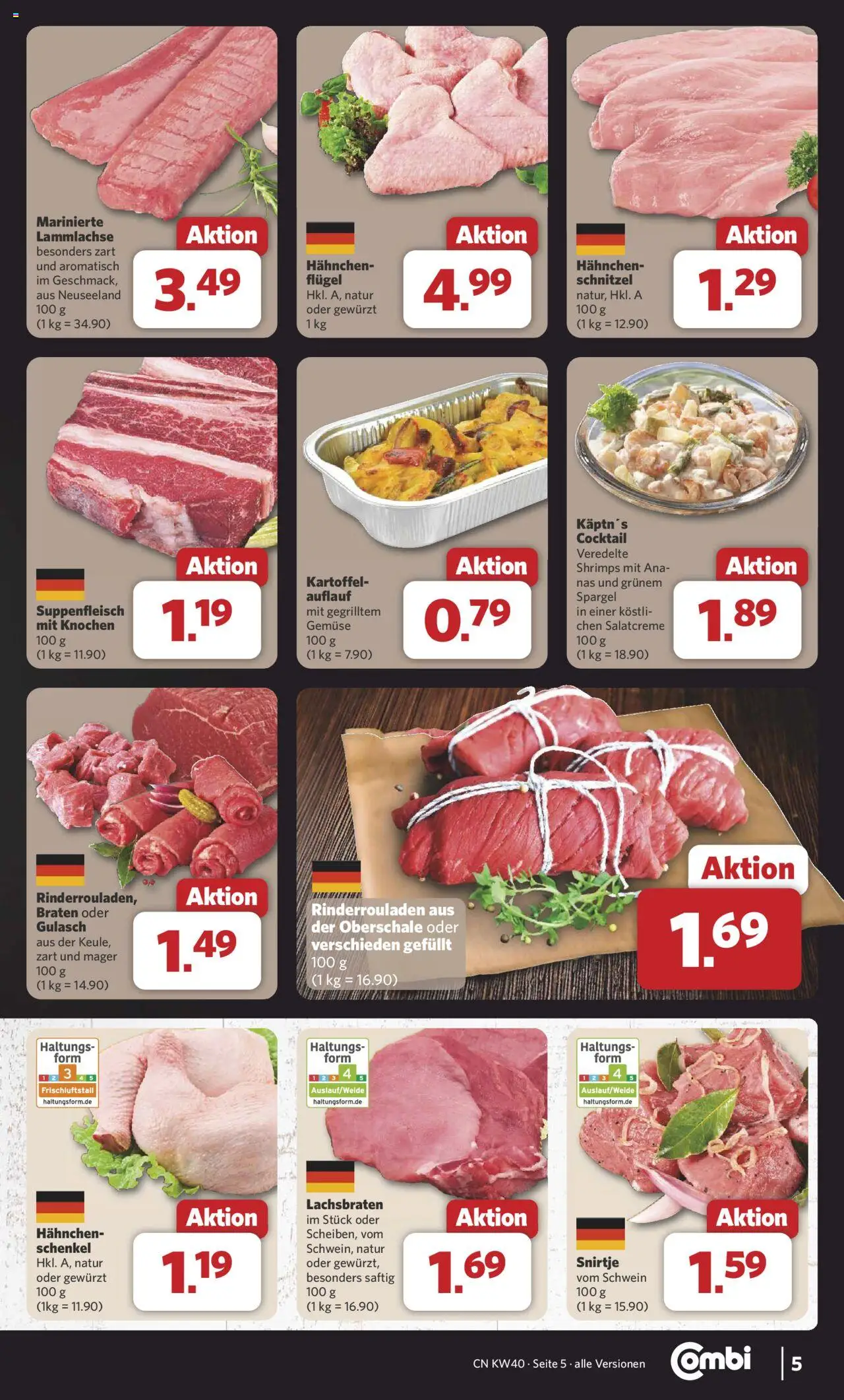 Combi Prospekt 	 – gültig ab 29.09.2025 | Seite: 5 | Produkte: Rinderrouladen, Spargel, Gemüse, Gulasch