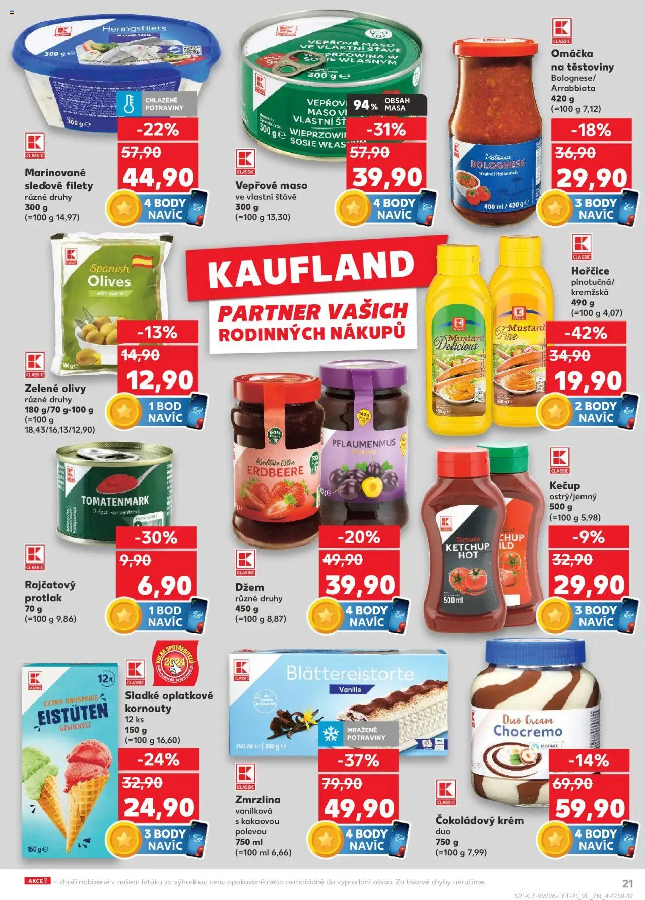 Kaufland leták od 25.06.2025 | Strana: 21 | Produkty: Džem, Zmrzlina, Vepřové maso ve vlastní šťávě, Potraviny