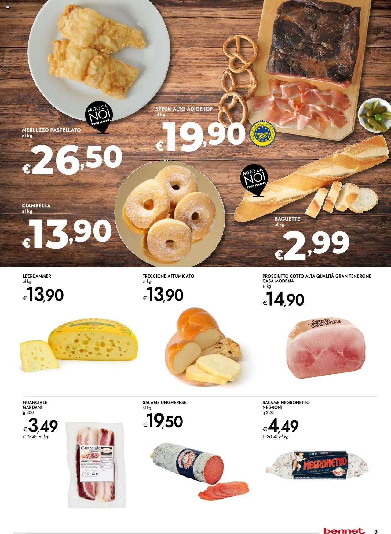 Volantino bennet del 02.10.2025 | Pagina: 3 | Prodotti: Prosciutto Cotto, Salame, Merluzzo, Prosciutto