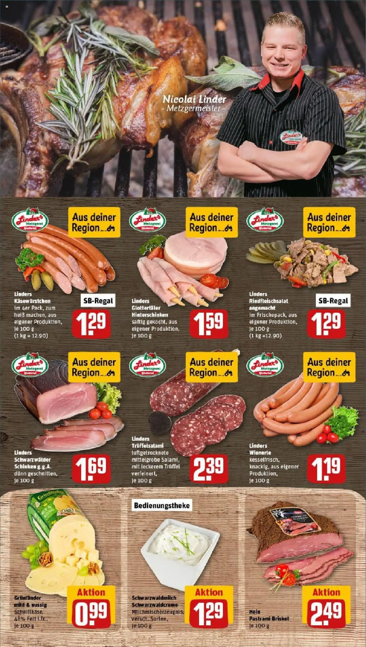 Rewe prospekt Glottertal	 - gültig ab dem 06.07.2025 | Seite: 9 | Produkte: Grunlander, Salami, Schinken
