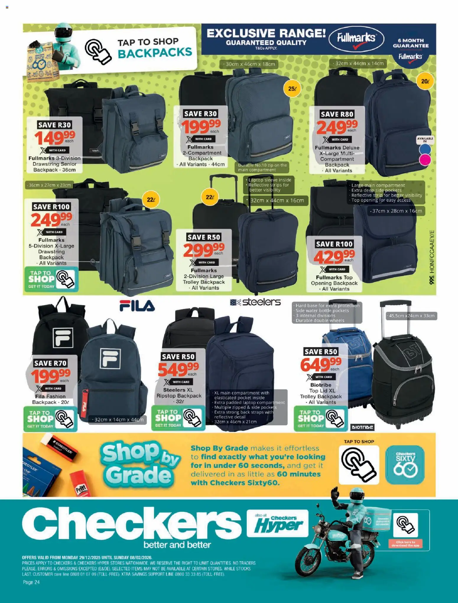 New Checkers catalogue – valid from 29.12.2025 | Page: 24 | Products: Backpack, Laptop, Tap, Water