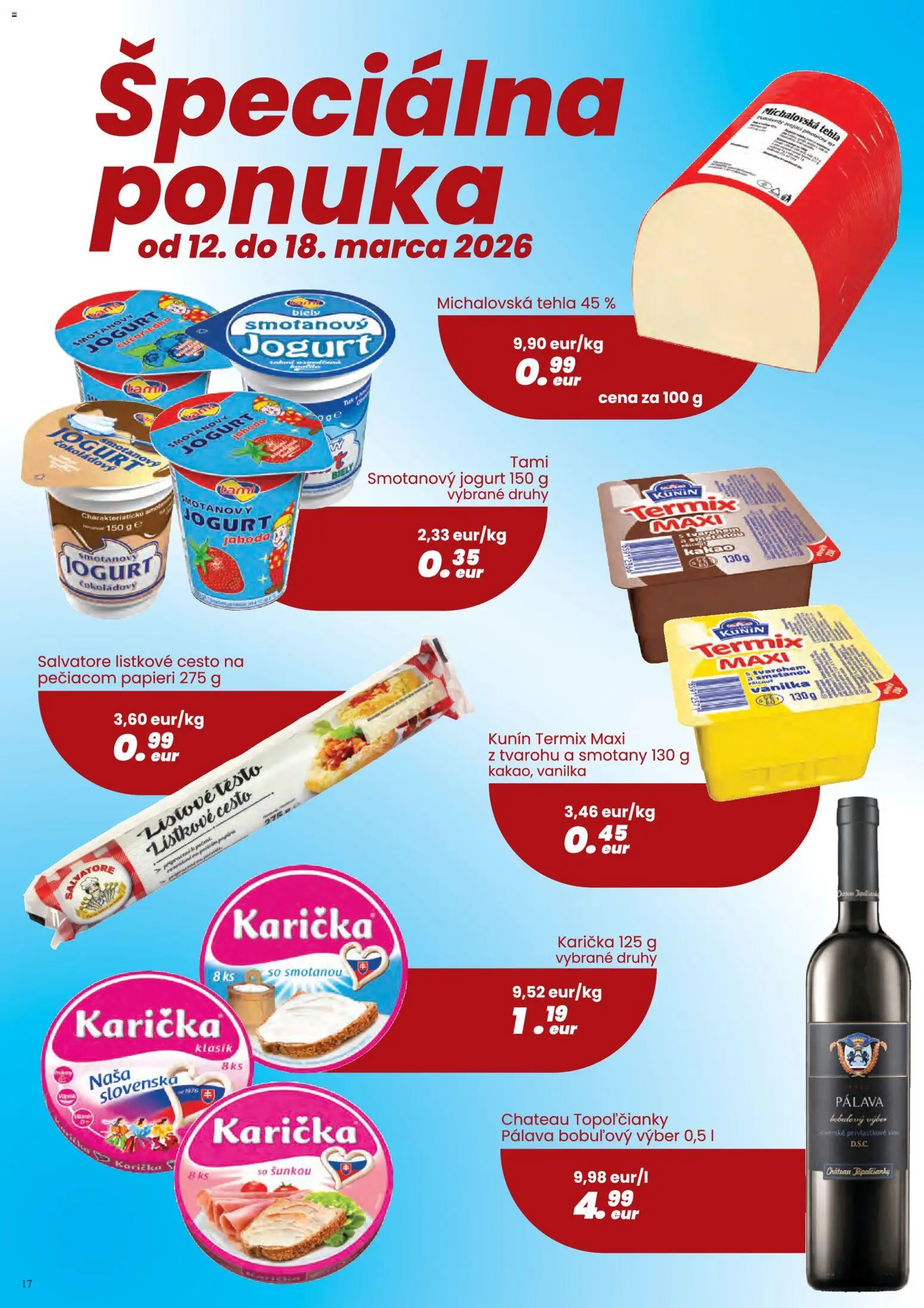 Nové CBA Komfos akcie – leták je platný od 05.03.2026 | Strana: 17 | Produkty: Jogurt, Víno, Lístkové cesto, Kakao