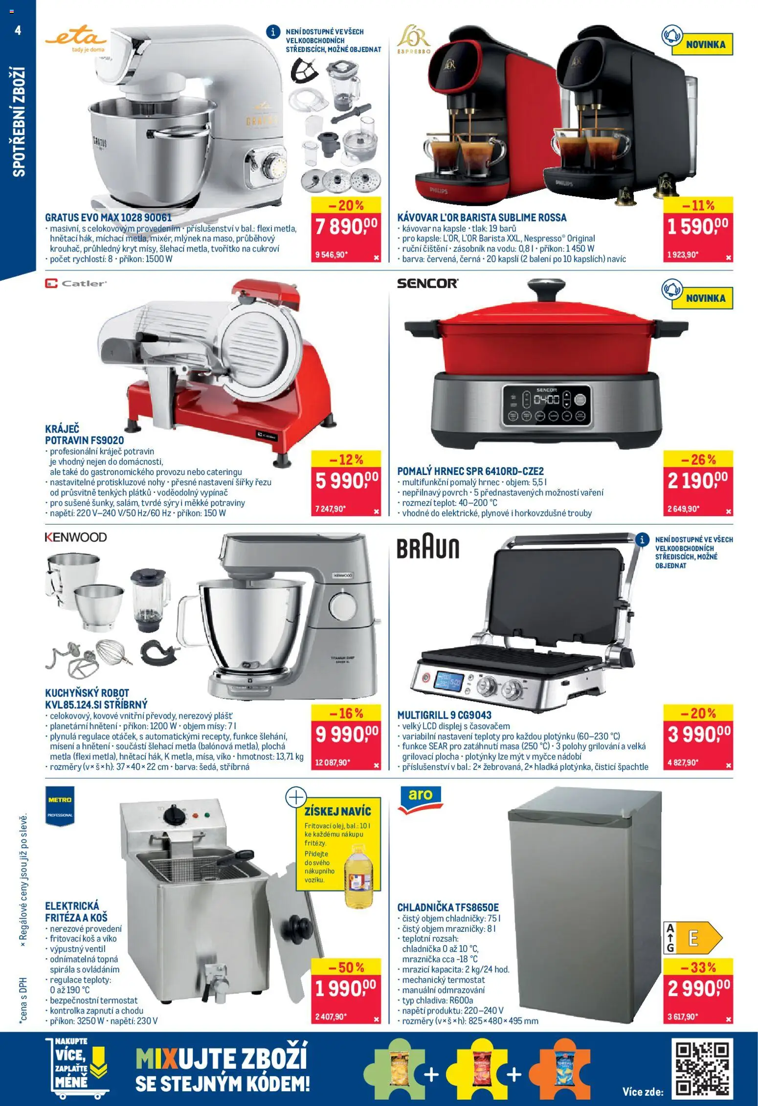 Makro leták - Nepotravinové zboží od 22.04.2026 | Strana: 4 | Produkty: Nádobí, Kávovar, Mlýnek, Fritéza
