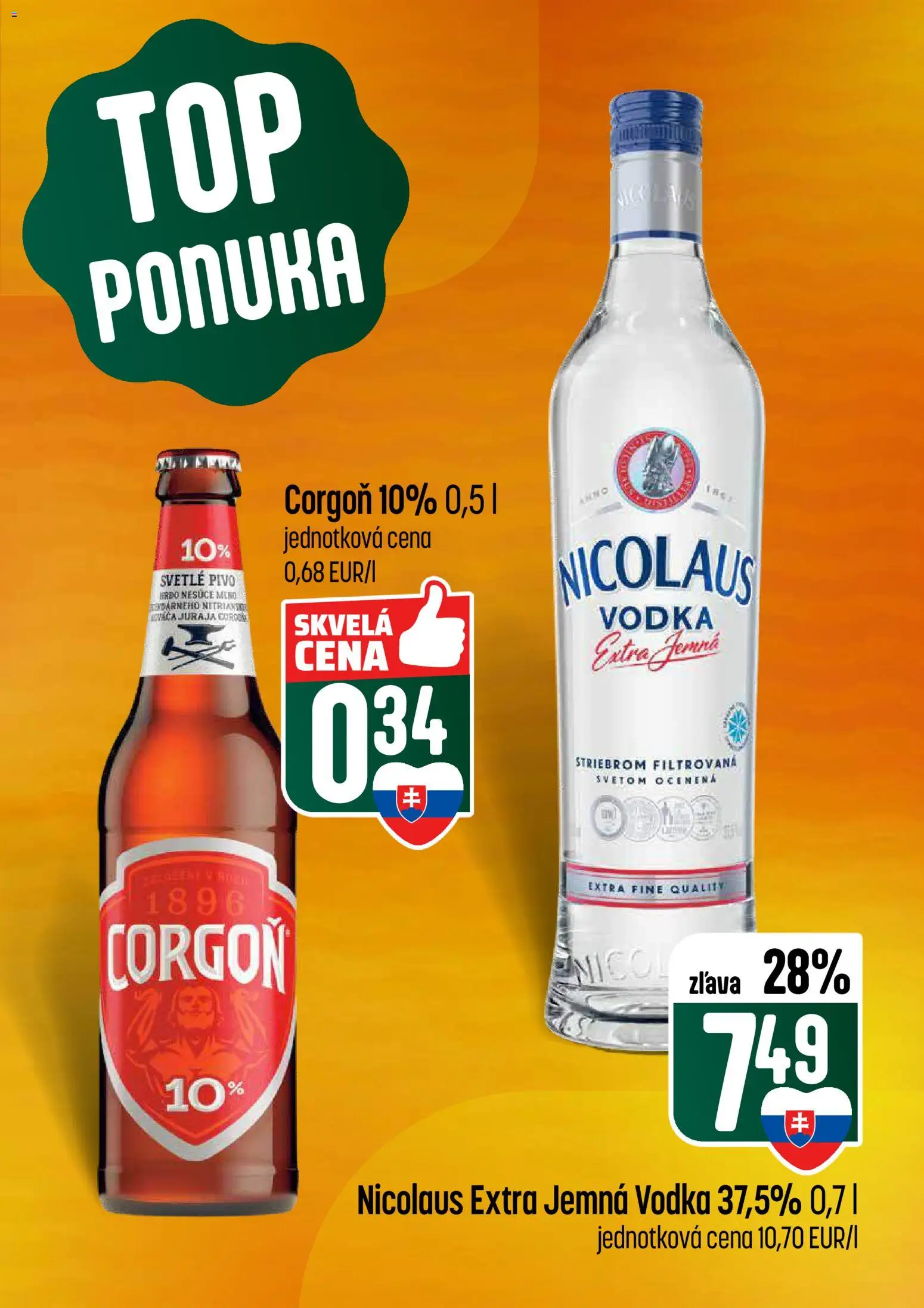 Nové COOP Jednota akcie – leták je platný od 26.02.2026 | Strana: 7 | Produkty: Pivo, Corgoň, Vodka