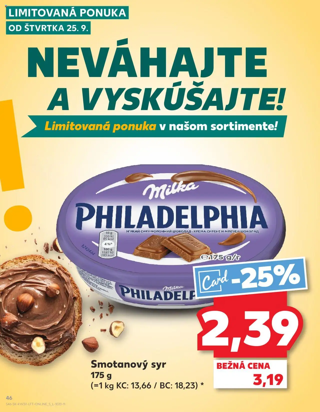 Nové Kaufland akcie – leták je platný od 25.09.2025 | Strana: 46 | Produkty: Syr, Milka