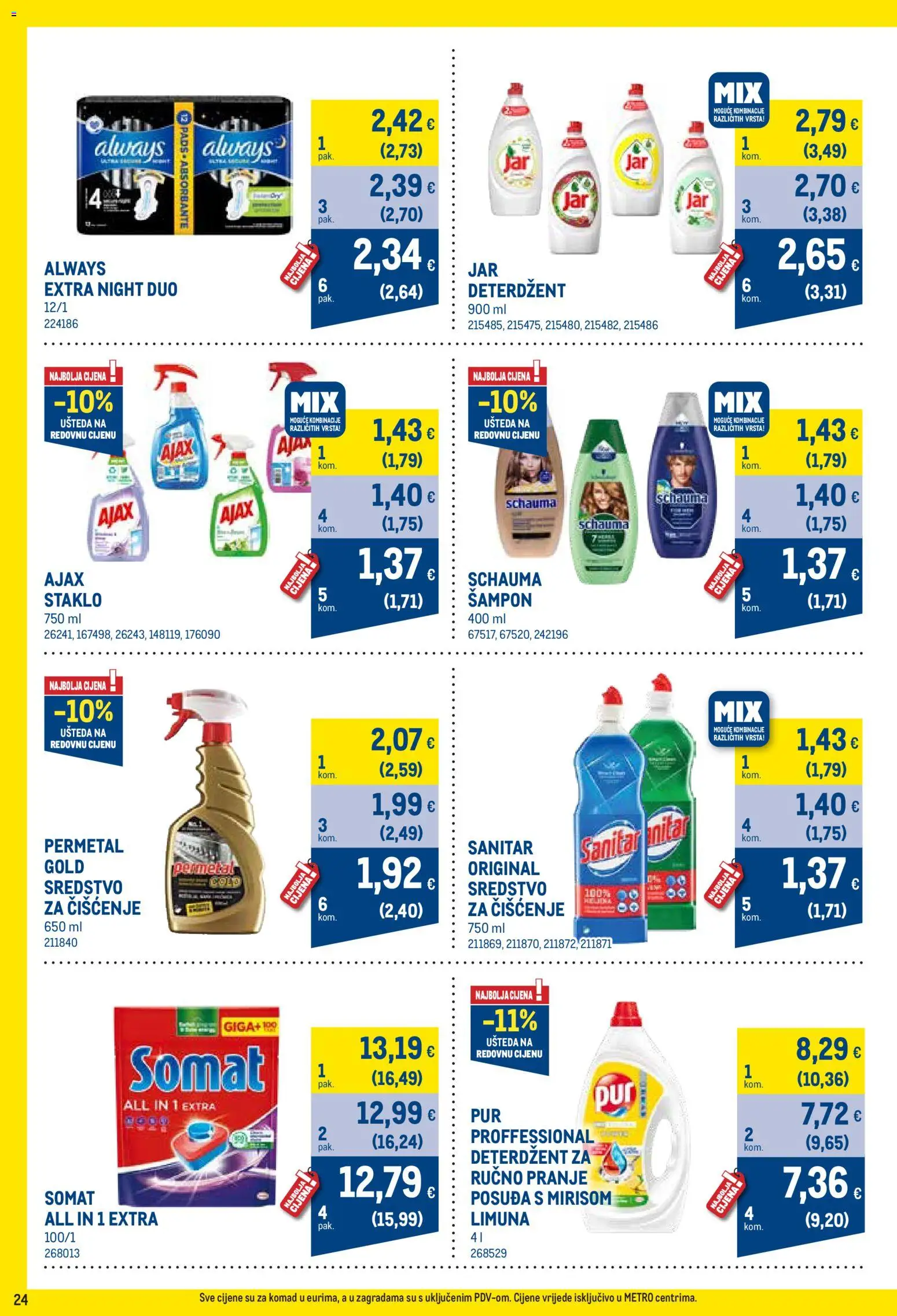 Metro katalog | vrijedi od 01.04.2026 | Stranica: 24 | Proizvodi: Šampon, Deterdžent, Somat, Ajax