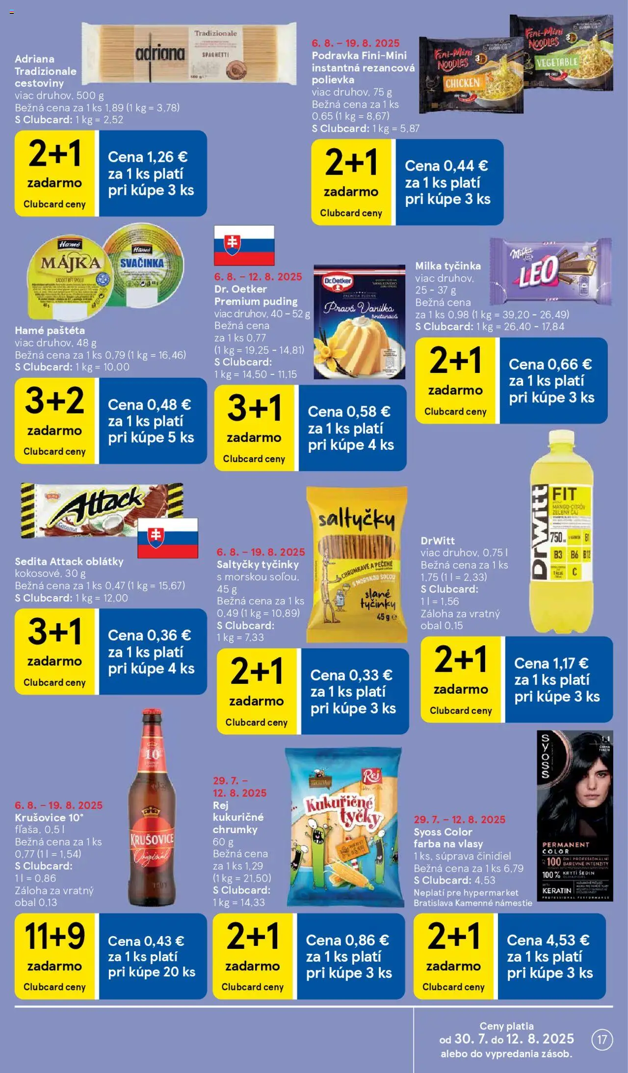 Tesco Hypermarket - leták │ platný od 06.08.2025 | Strana: 17 | Produkty: Čaj, Cestoviny, Farba na vlasy, Krušovice