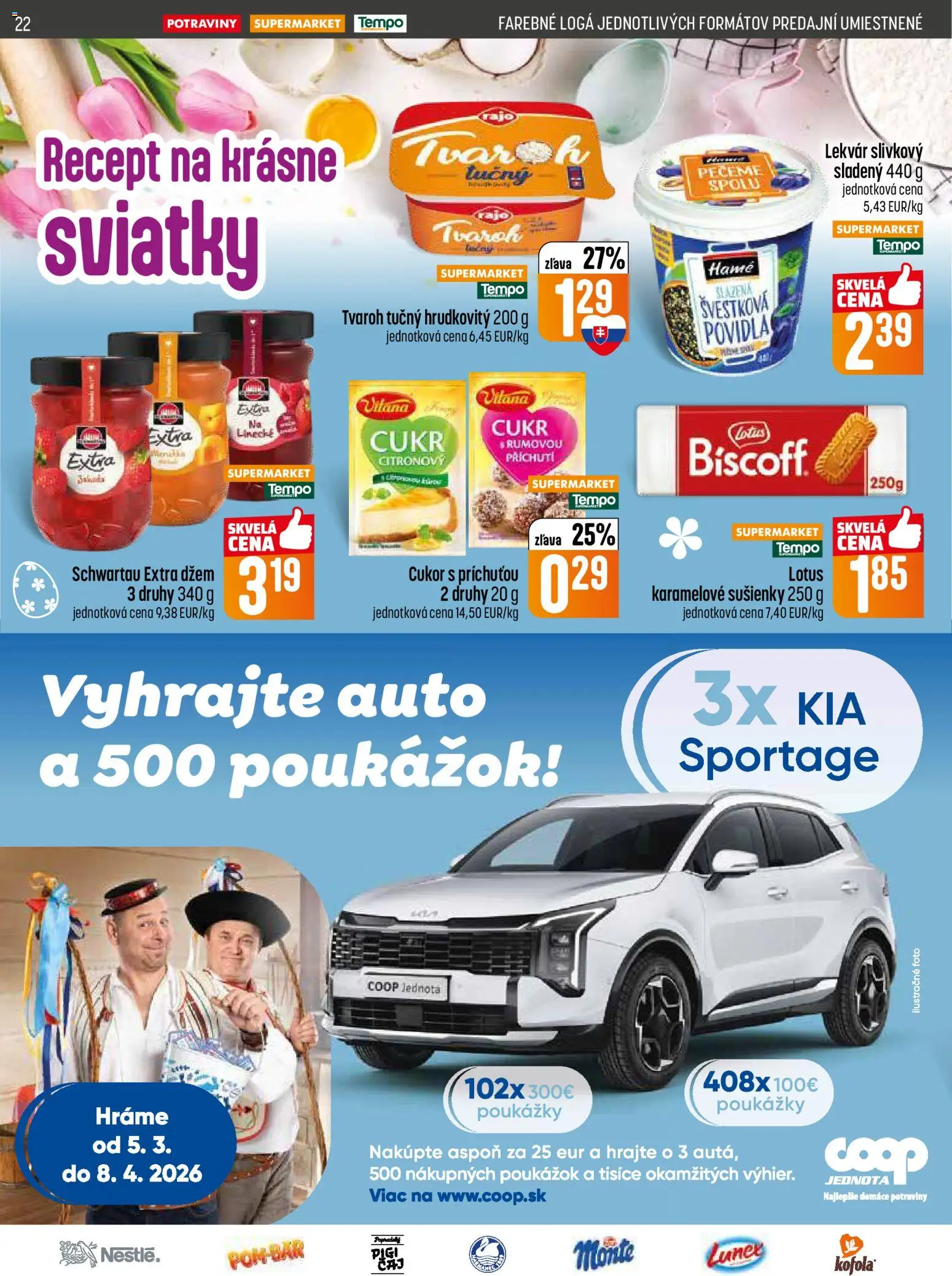 Nové COOP Jednota akcie – leták je platný od 19.03.2026 | Strana: 22 | Produkty: Cukor, Tvaroh