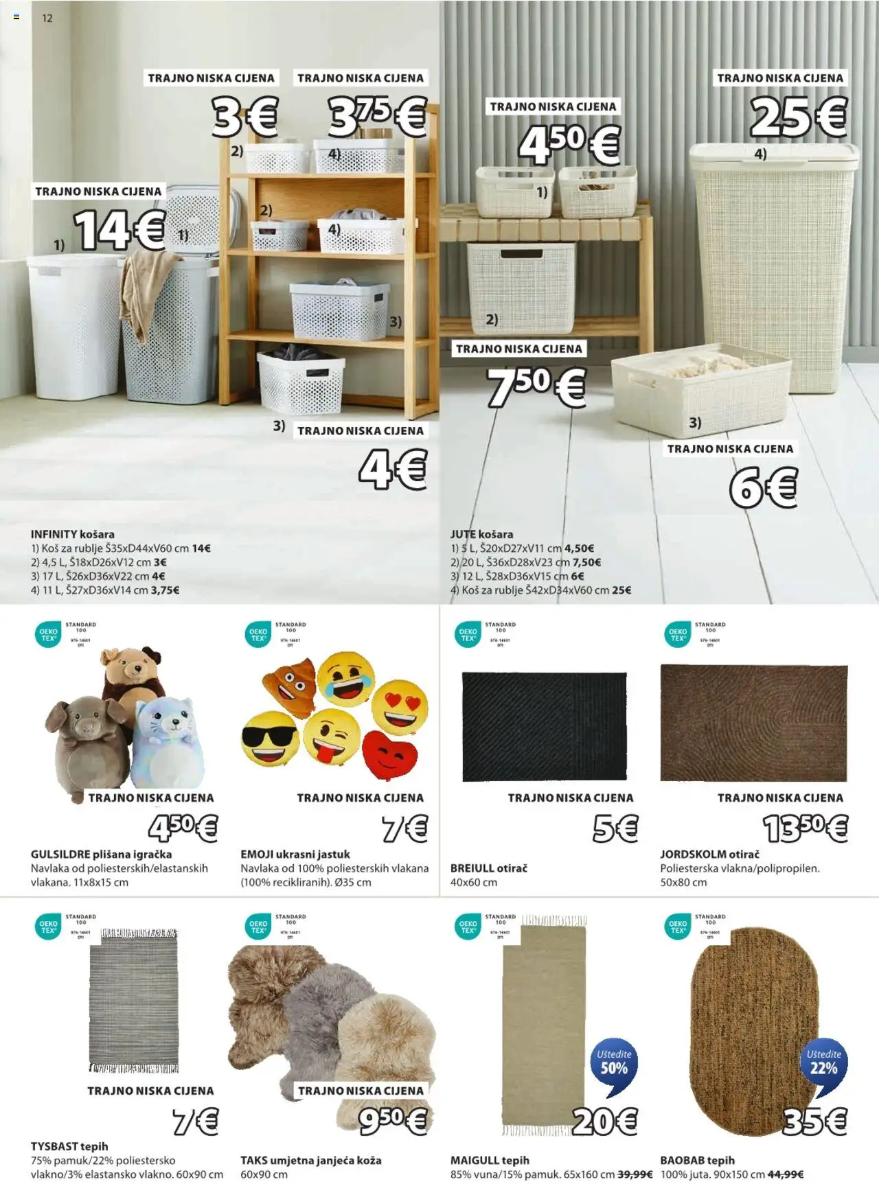 JYSK katalog | vrijedi od 17.09.2025 | Stranica: 12 | Proizvodi: Jastuk, Košara, Tepih, Otirač