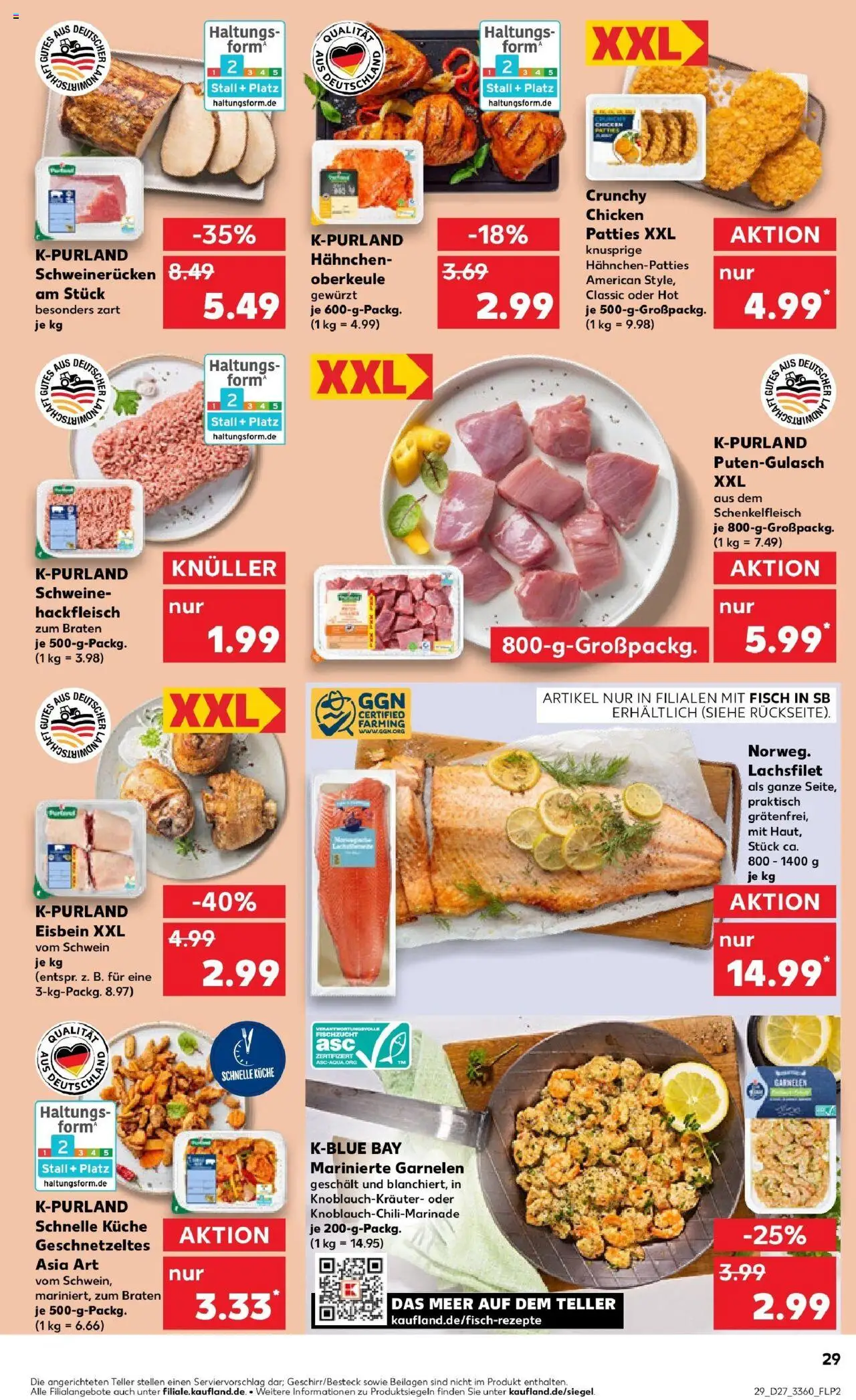 Kaufland prospekt Spremberg	 - gültig ab dem 03.07.2025 | Seite: 29 | Produkte: Hahnchen, Garnelen, Fisch, Schweinerucken