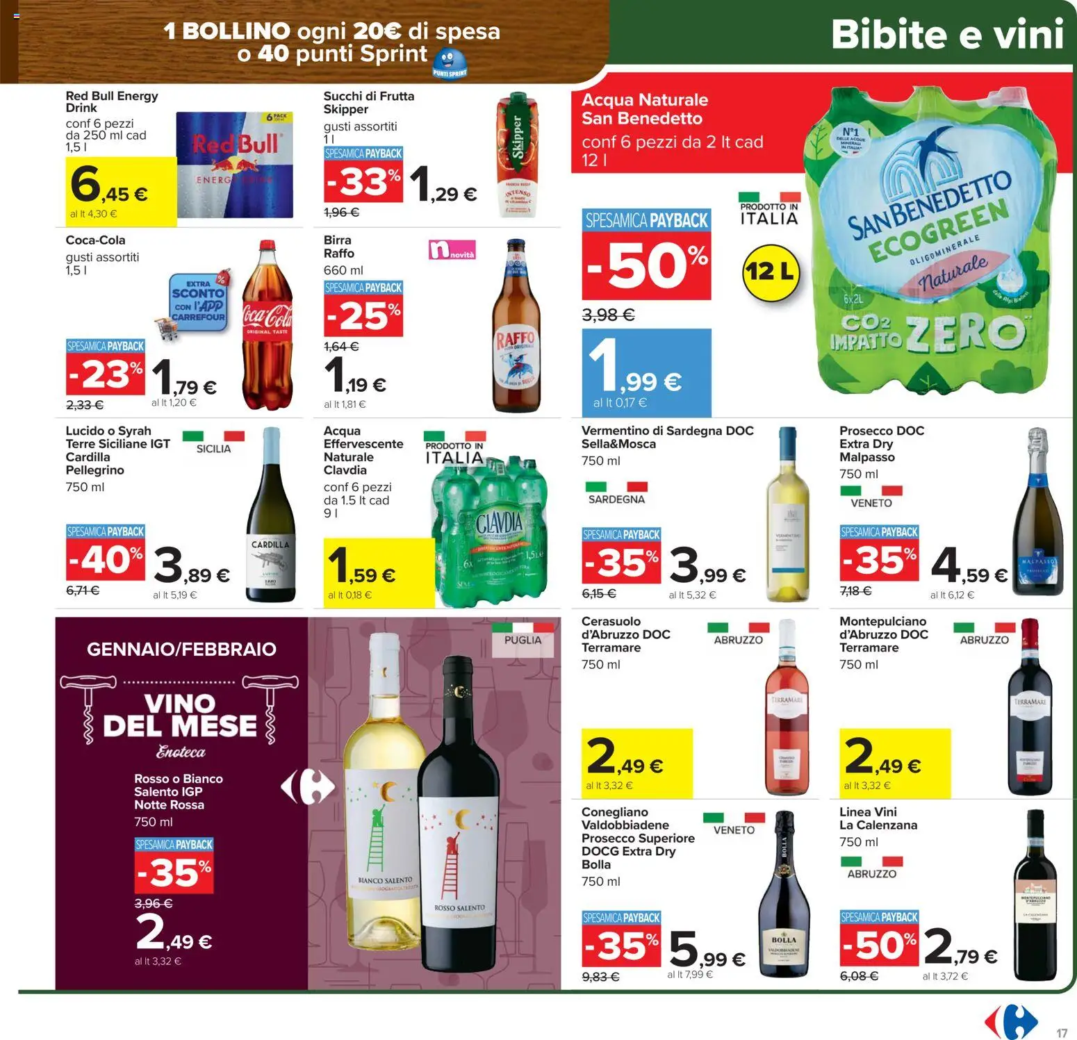 Volantino Carrefour del 27.01.2026 | Pagina: 17 | Prodotti: Prosecco, Frutta, Bibite, Coca Cola