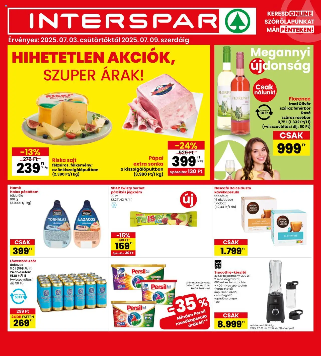 Interspar akciós ujság - amely érvényes a következő dátumtól: 03.07.2025 | Oldal: 1 | Termékek: Persil, Riska sajt, Mosókapszula, Sajt
