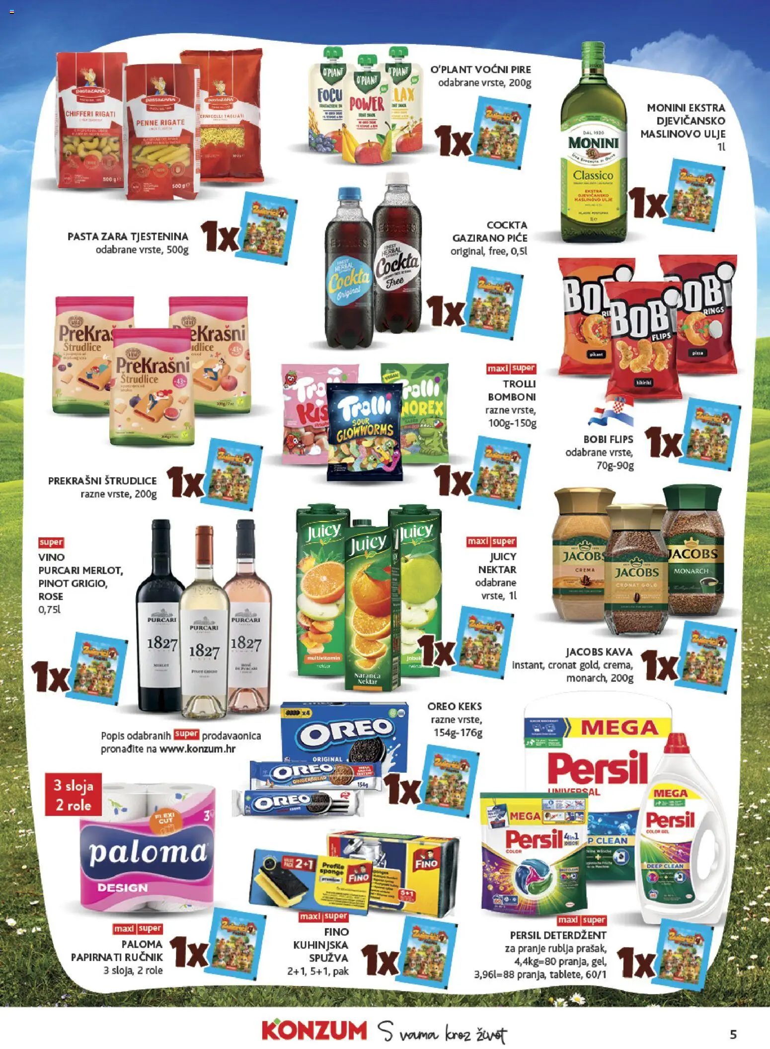 Konzum katalog | vrijedi od 25.02.2026 | Stranica: 5 | Proizvodi: Flips, Spužva, Vino, Keks