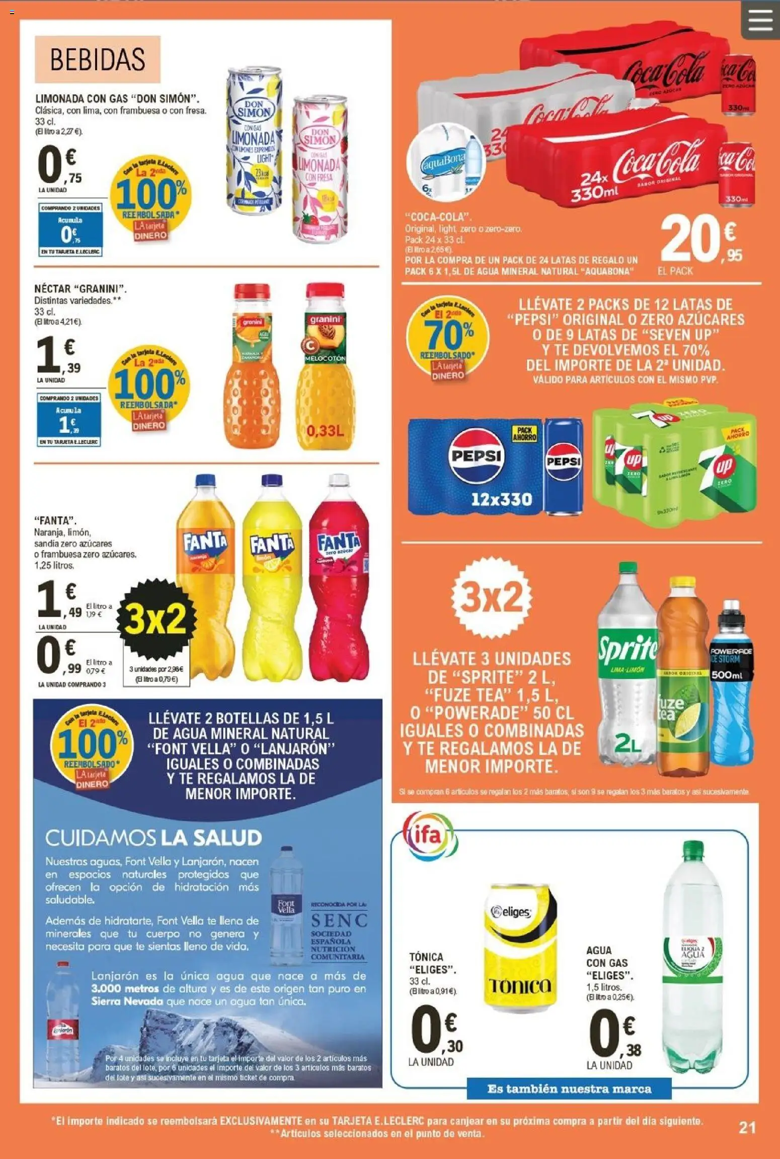 E.Leclerc folleto │ válido desde el 19.11.2025 | Página: 21 | Productos: Té, Limonada, Néctar, Agua mineral