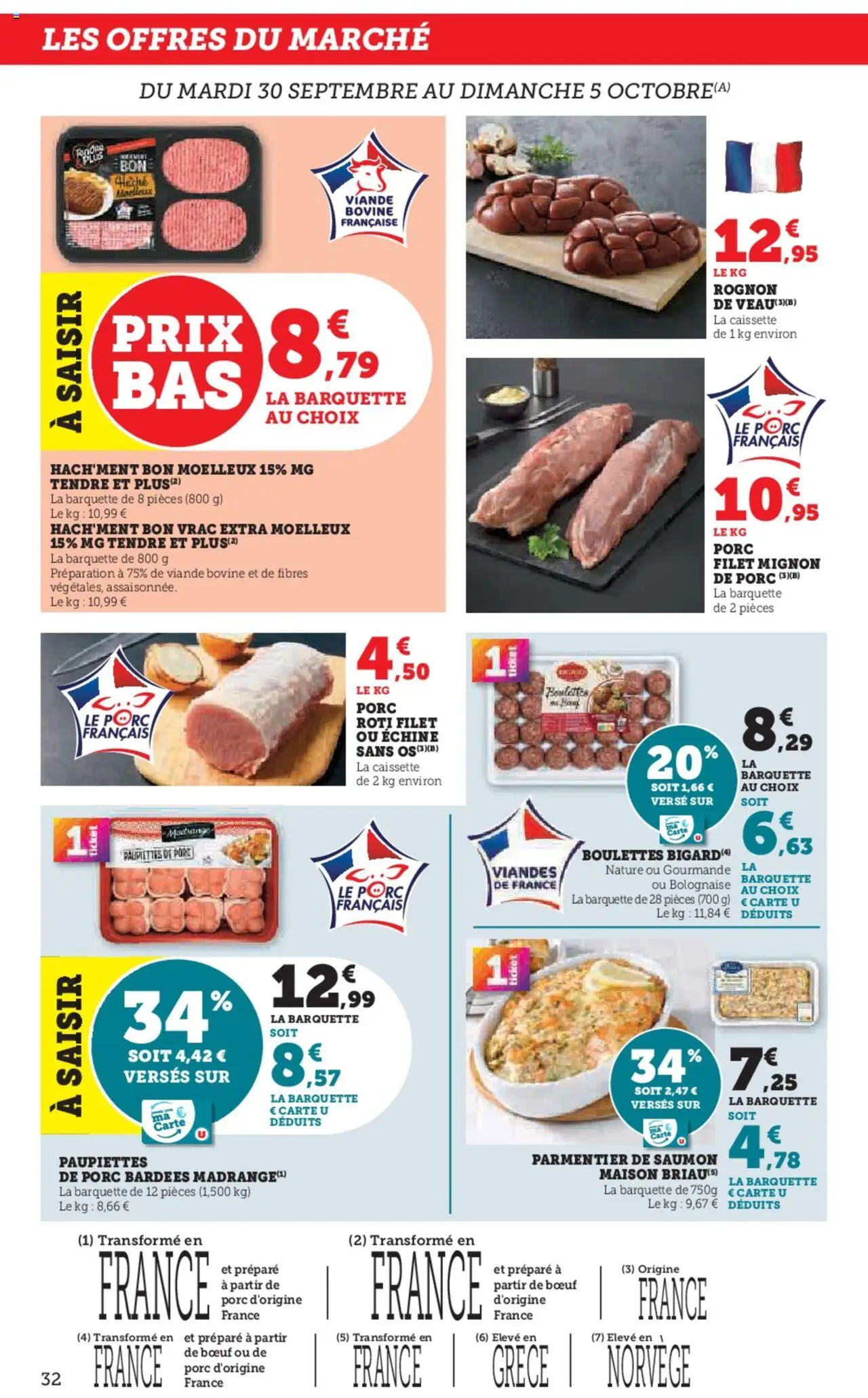 {H1} | Page: 32 | Produits: Viande, Filet mignon, Saumon, Viande bovine