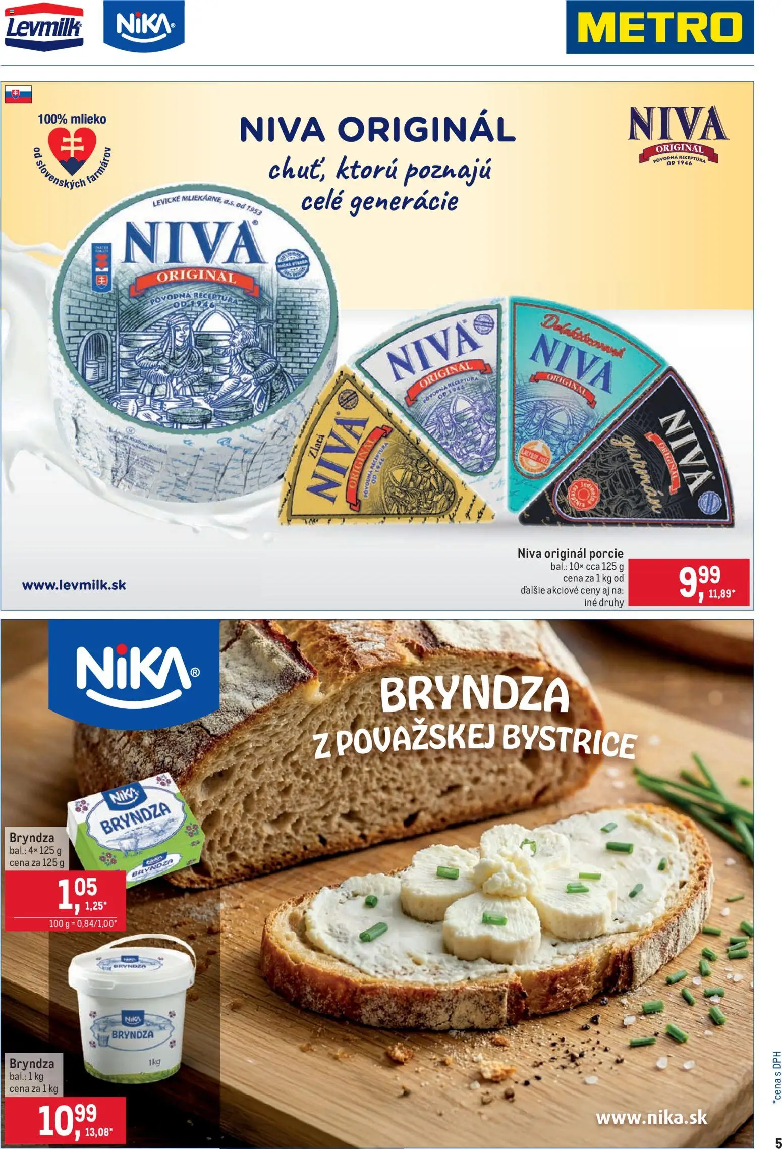 Nové Metro akcie – leták je platný od 25.03.2026 | Strana: 5 | Produkty: Mlieko, Bryndza