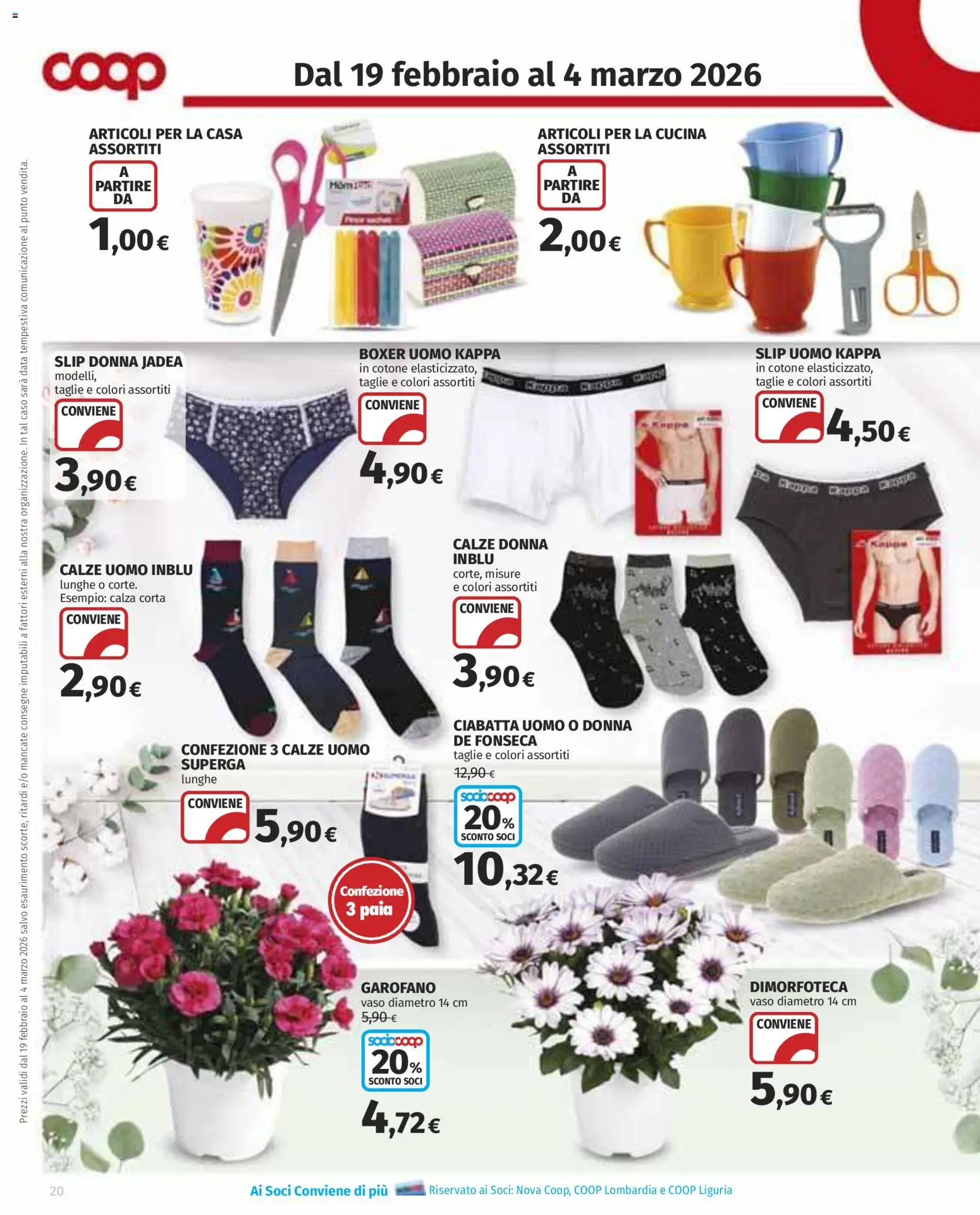 Volantino COOP del 19.02.2026 | Pagina: 20 | Prodotti: Slip, Boxer, Data, Vaso