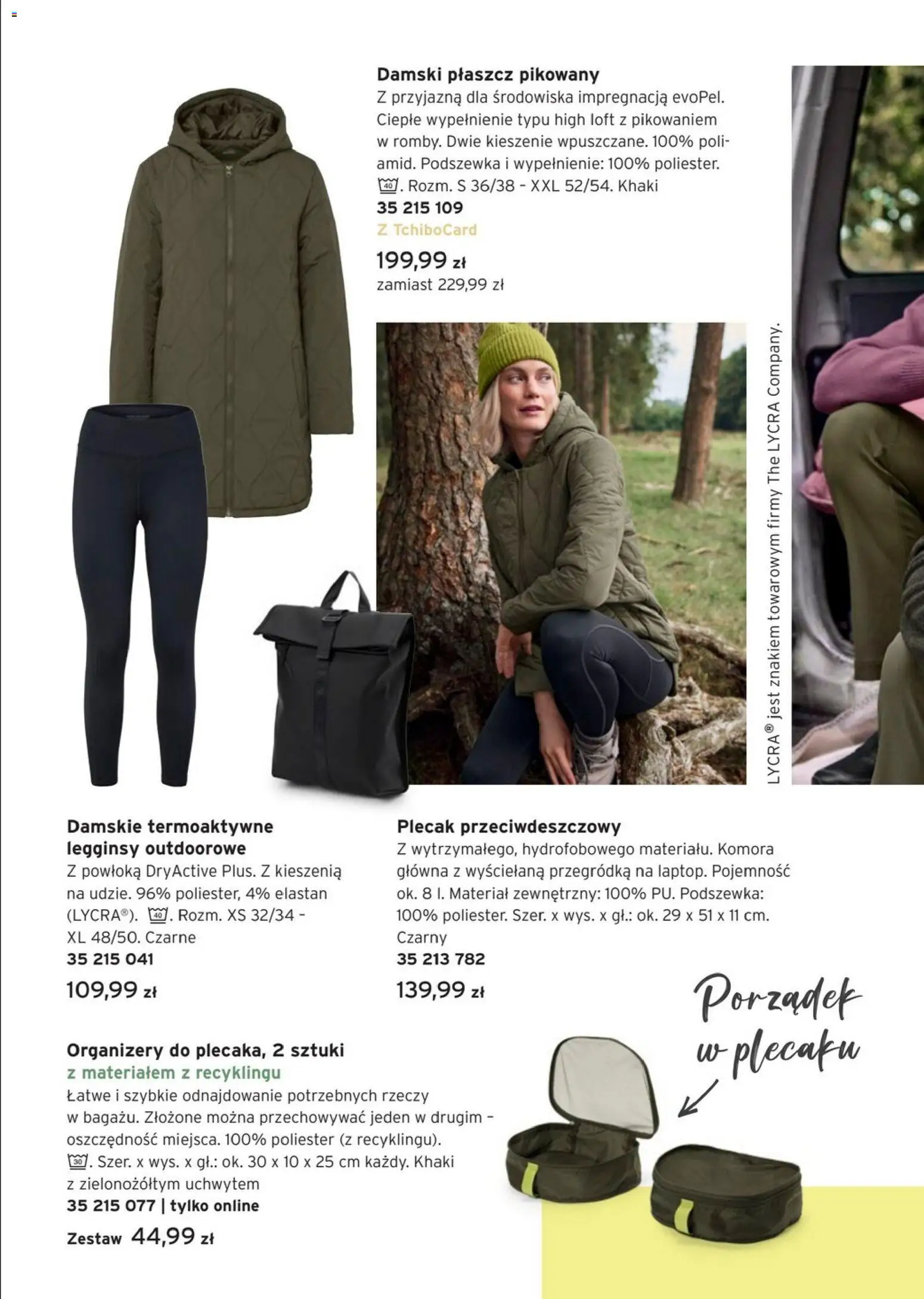 Tchibo promocje od 30.12.2025 | Strona: 10 | Produkty: Płaszcz, Legginsy, Plecak