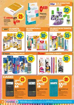 Novi E.leclerc katalog ponudbe – veljaven od 10.09.2025 | Stran: 40 | Izdelki: Kalkulator, Označevalci, Pisala