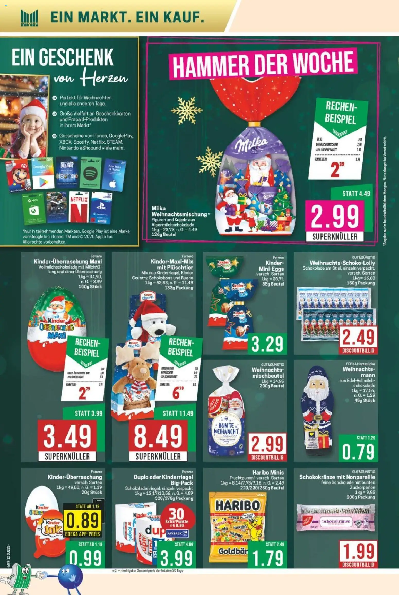 Marktkauf Prospekt 	 – gültig ab 01.12.2025 | Seite: 12 | Produkte: Haribo, Schokolade, Milka, Apple