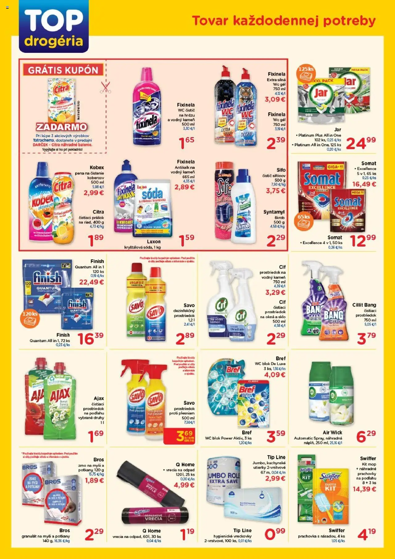 Nové TOP Drogéria akcie – leták je platný od 08.09.2025 | Strana: 4 | Produkty: Mop, Wc, Savo, Air Wick