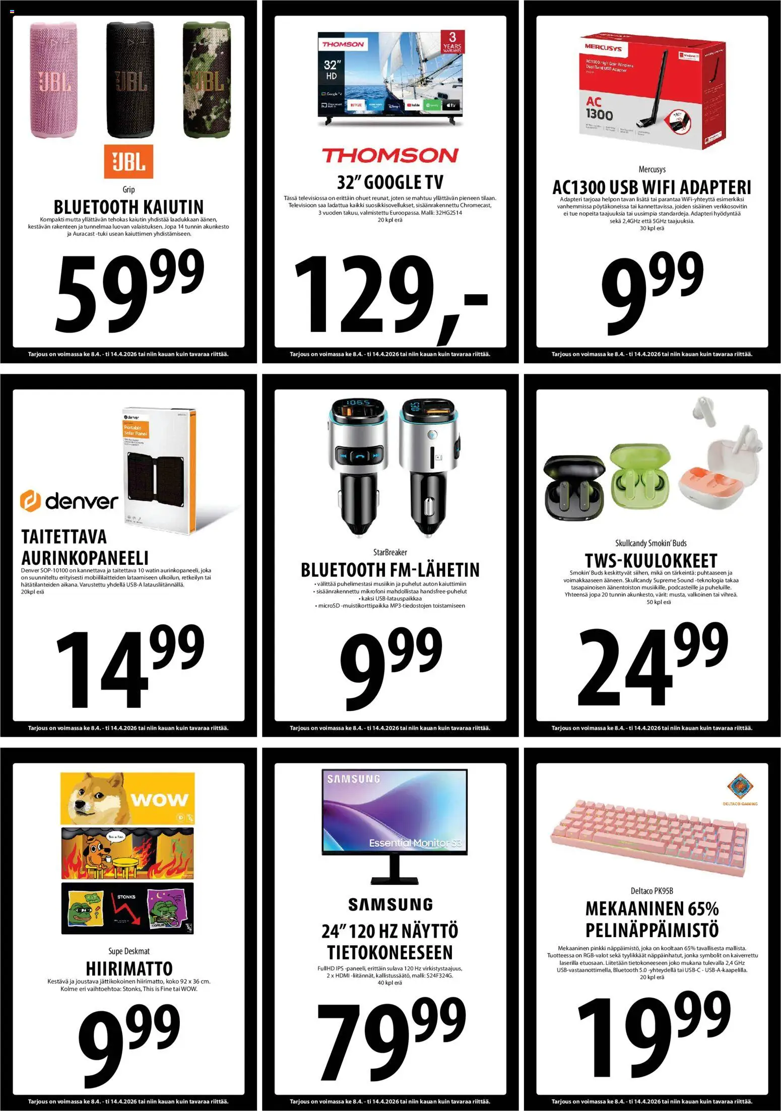 Tuuri tarjoukset – voimassa 08.04.2026 alkaen | Sivu: 16 | Tuotteet: Mikrofoni, Kaiutin, USB, TV