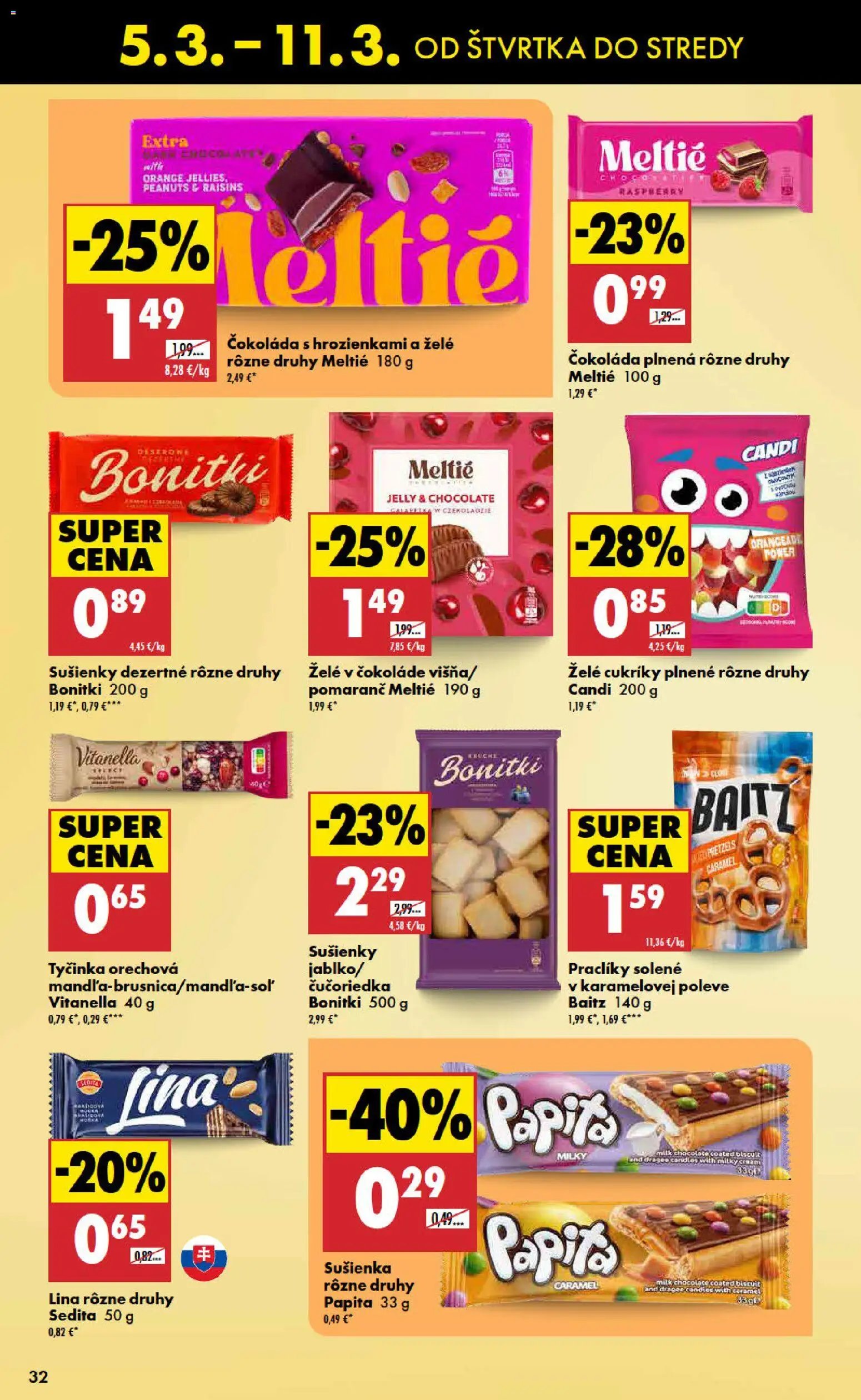 Nové Biedronka akcie – leták je platný od 05.03.2026 | Strana: 32 | Produkty: Čokoláda, Cukríky