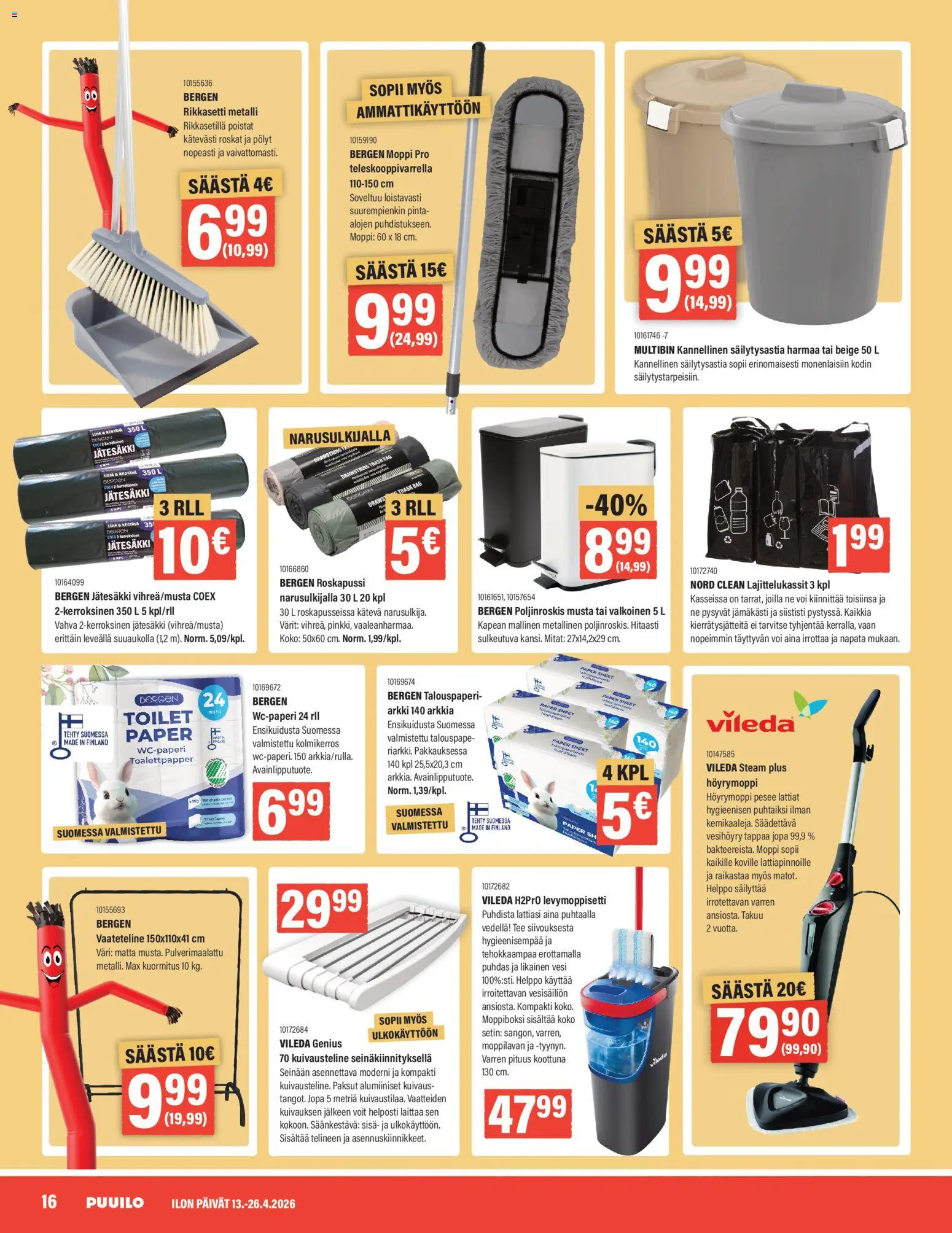 Puuilo tarjoukset – voimassa 13.04.2026 alkaen | Sivu: 16 | Tuotteet: Moppi, Voi, Tee