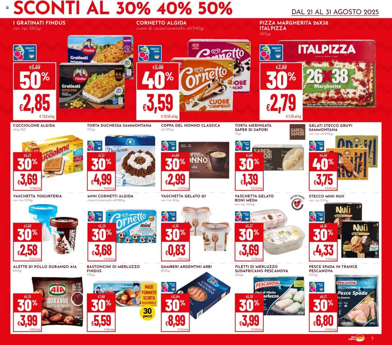 Volantino Pan del 21.08.2025 | Pagina: 7 | Prodotti: Pollo, Fornetto, Pesce, Gamberi
