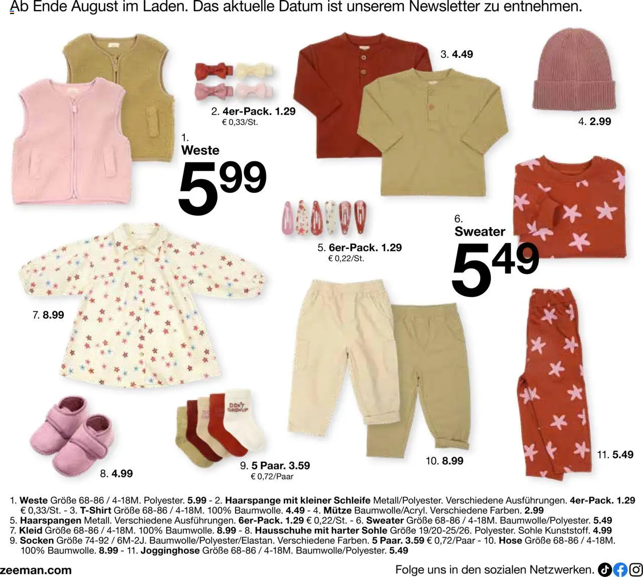 Zeeman Babyprospekt – gültig ab 18.07.2025 | Seite: 22 | Produkte: Jogginghose, Hose, Hausschuhe, Kleid