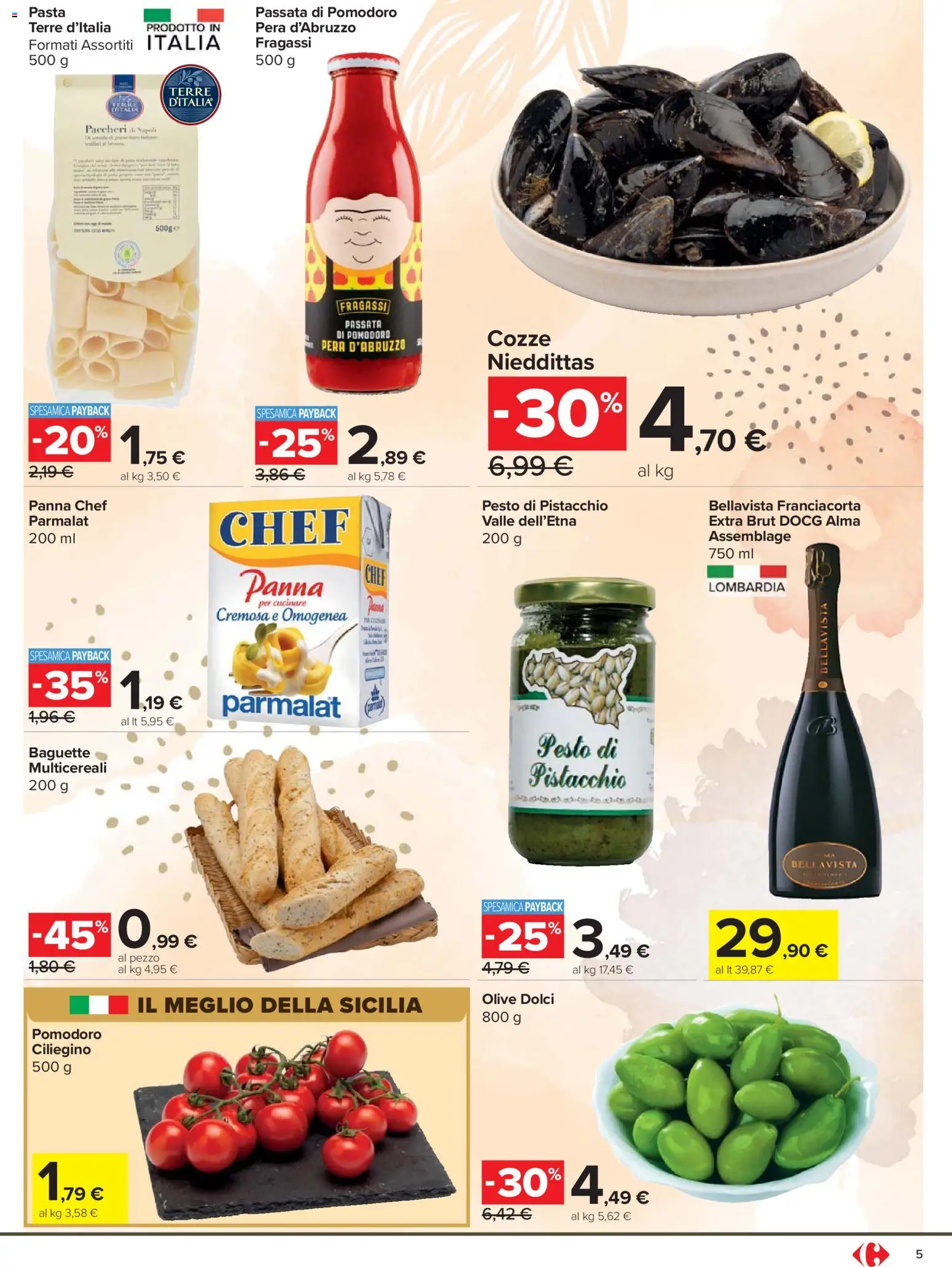 Volantino Carrefour del 24.03.2026 | Pagina: 5 | Prodotti: Panna, Pera, Pesto, Passata di pomodoro