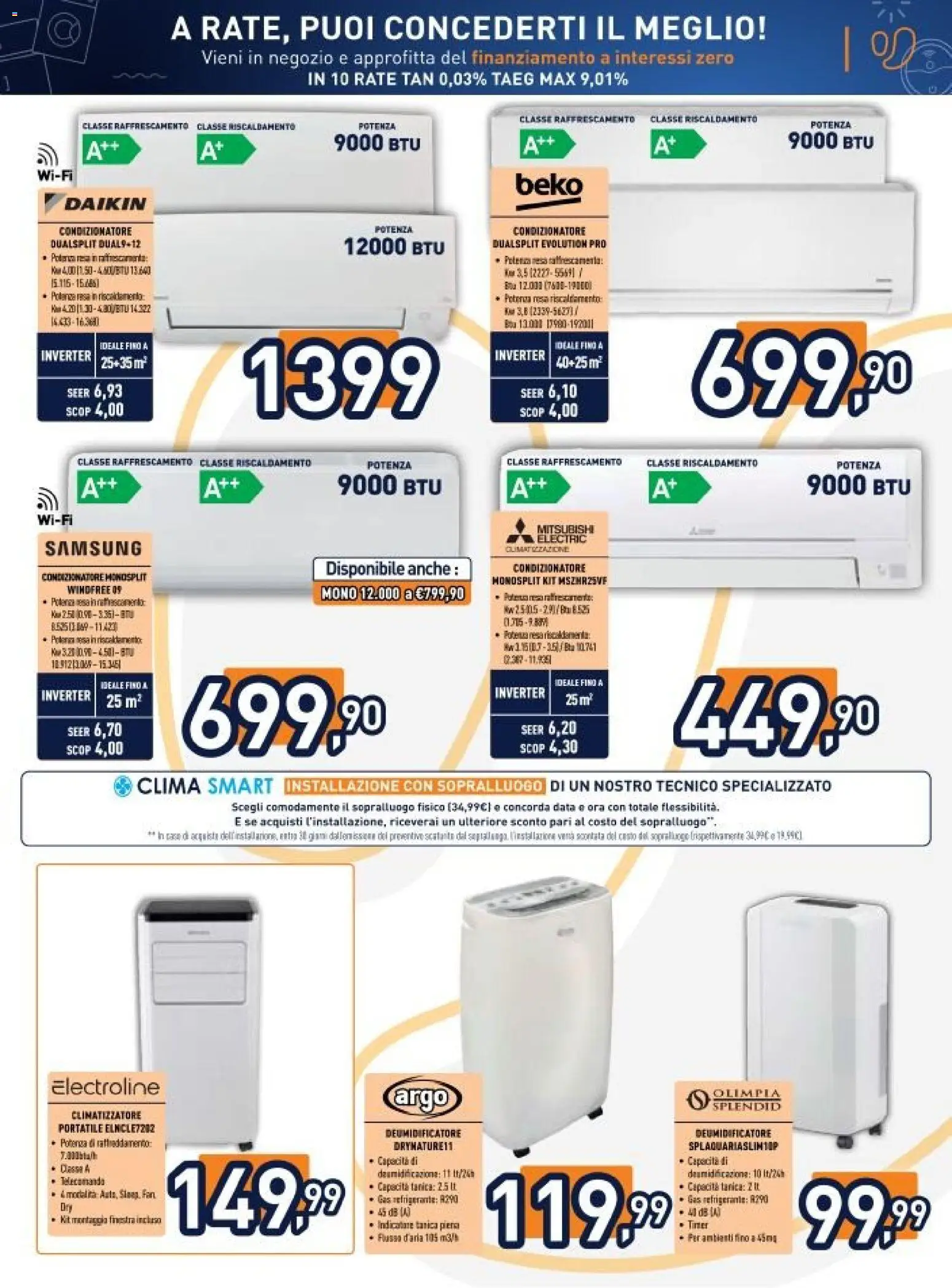 Volantino Unieuro del 20.03.2026 | Pagina: 33 | Prodotti: Data, Tanica, Condizionatore, Samsung