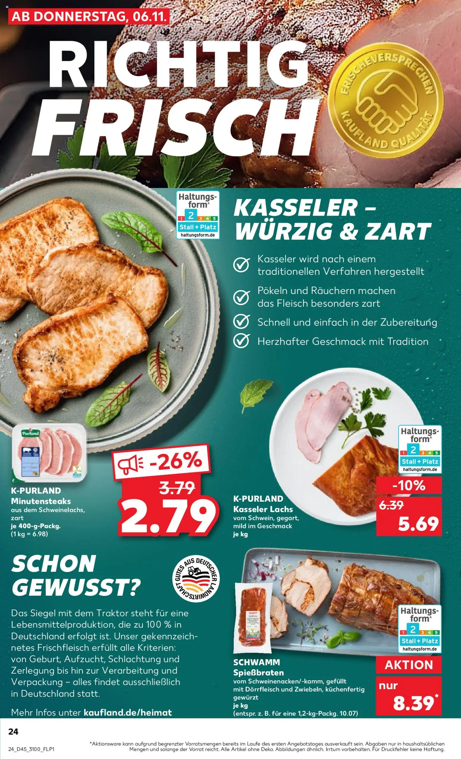 Kaufland prospekt Leipzig	 – gültig ab 06.11.2025 | Seite: 24 | Produkte: Lachs, Steak, Fleisch