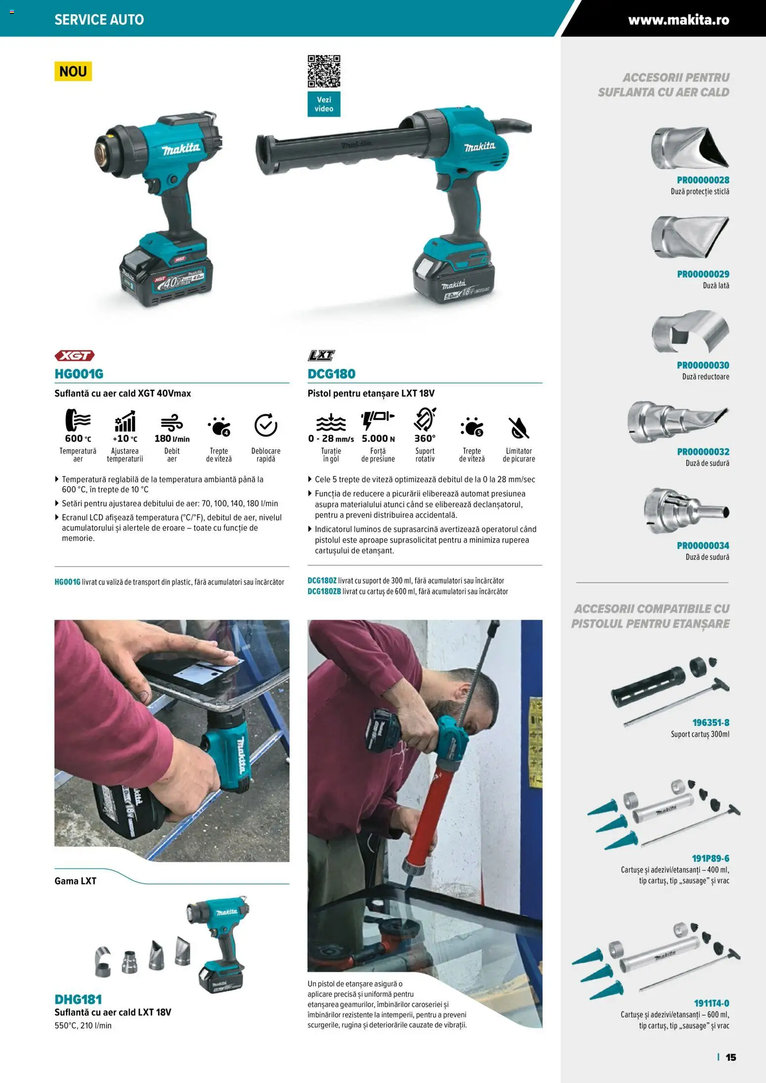 Noul catalog Makita – valabil de la 23.10.2025 | Pagină: 15 | Produse: Valiză, Încărcător, Video, Suflantă