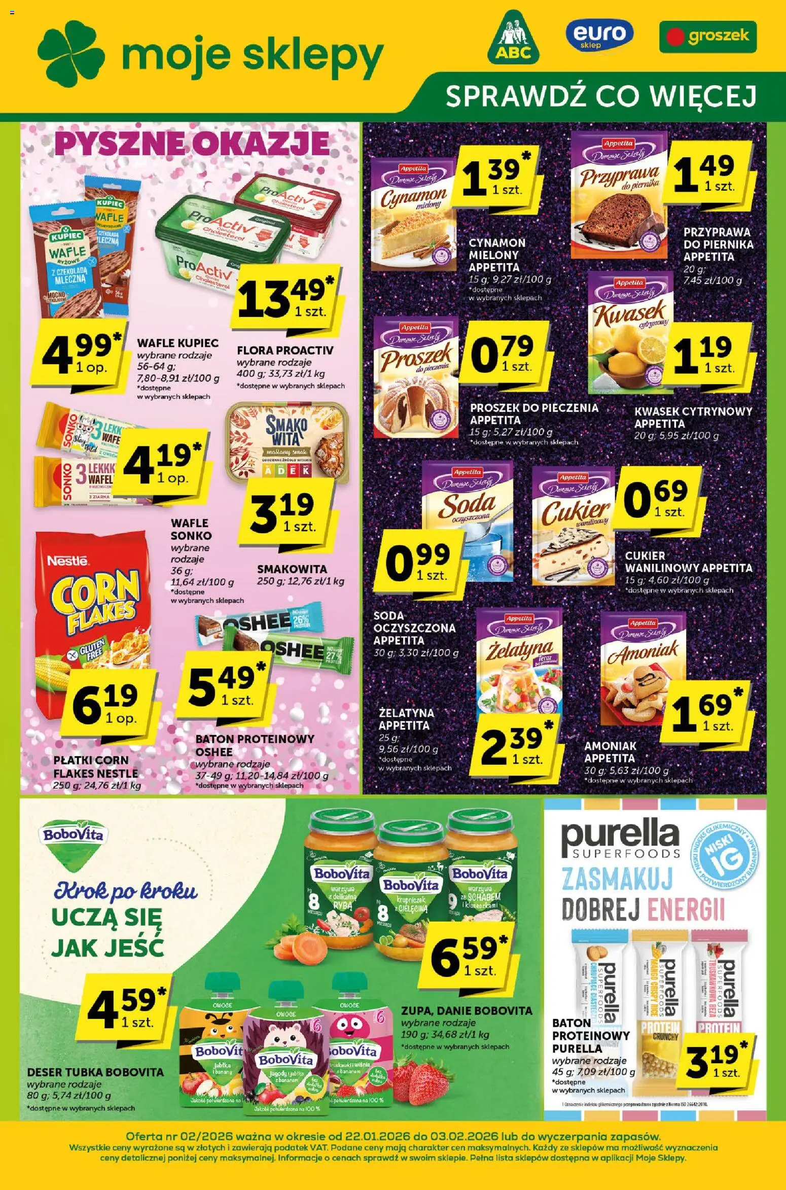 Groszek Gazetka - Sprawdź, co więcej od 22.01.2026 | Strona: 1 | Produkty: Groszek, Jagody, Cynamon, Wafle