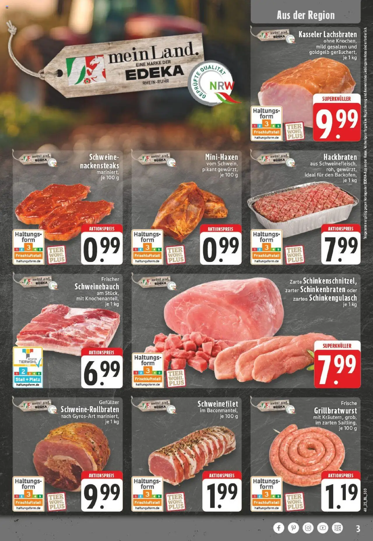Edeka prospekt Luedenscheid	 – gültig ab 28.09.2025 | Seite: 3 | Produkte: Nackensteaks, Schweinebauch, Schweinefilet