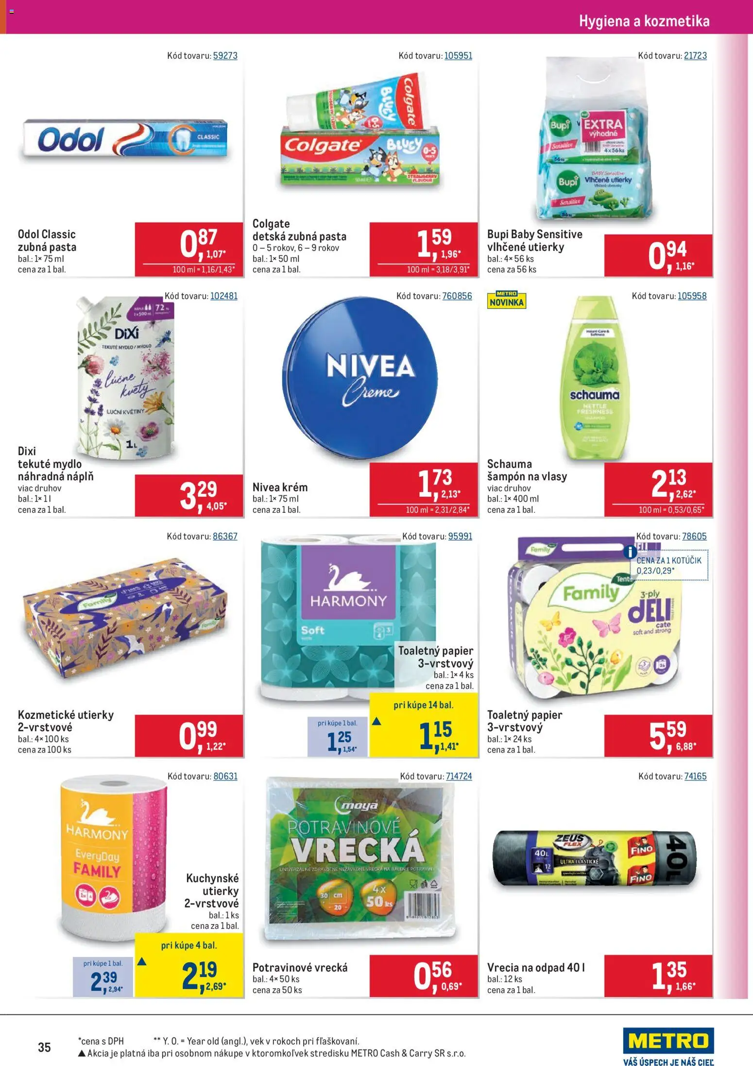 Nové Metro akcie – leták je platný od 11.02.2026 | Strana: 35 | Produkty: Šampón, Toaletný papier, Mydlo, Zubná pasta