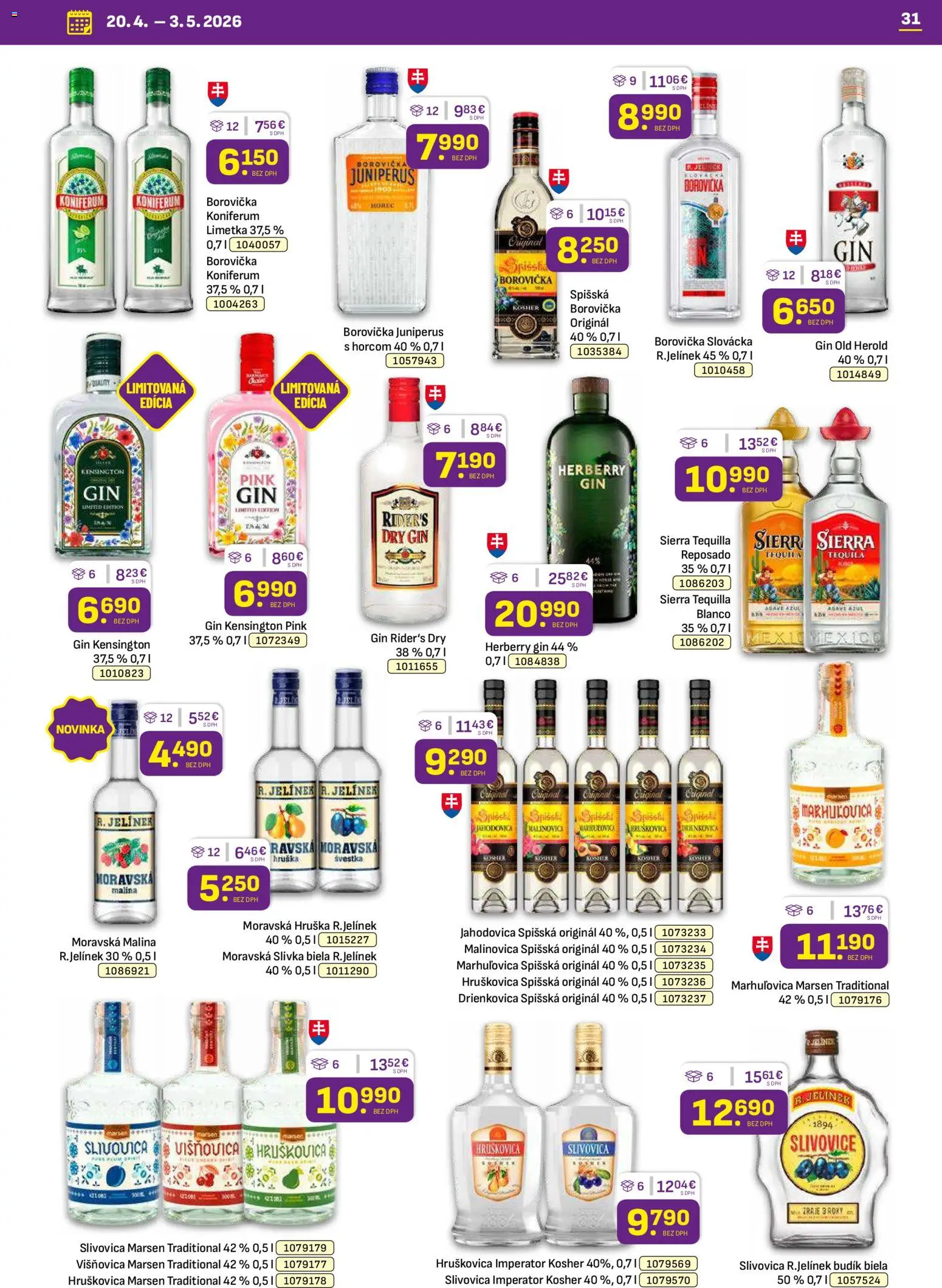Nové Libex akcie – leták je platný od 20.04.2026 | Strana: 31 | Produkty: Limetka, Koniferum, Tequila, Budík