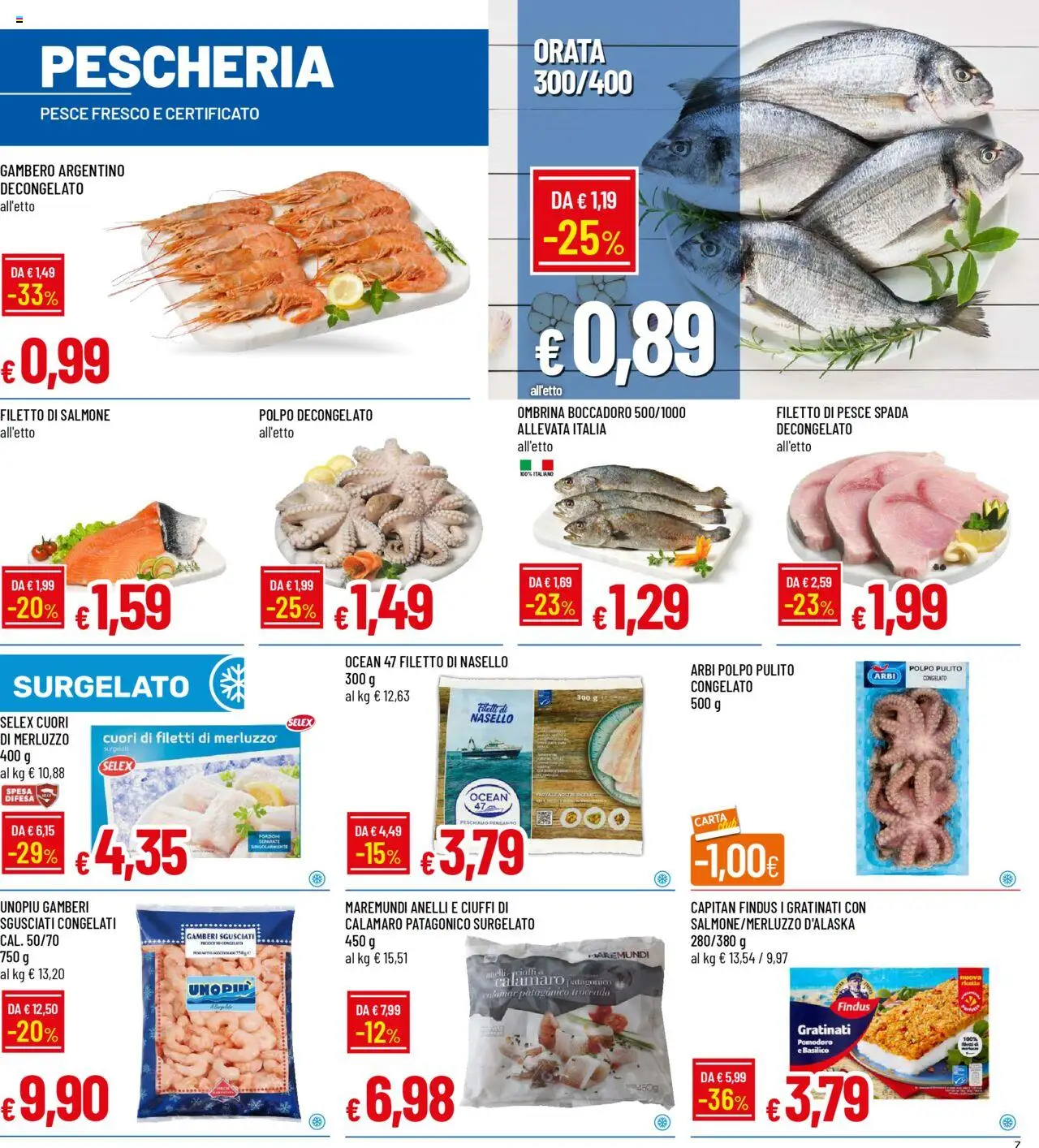 Volantino Galassia del 07.08.2025 | Pagina: 7 | Prodotti: Salmone, Gamberi, Pomodoro, Basilico